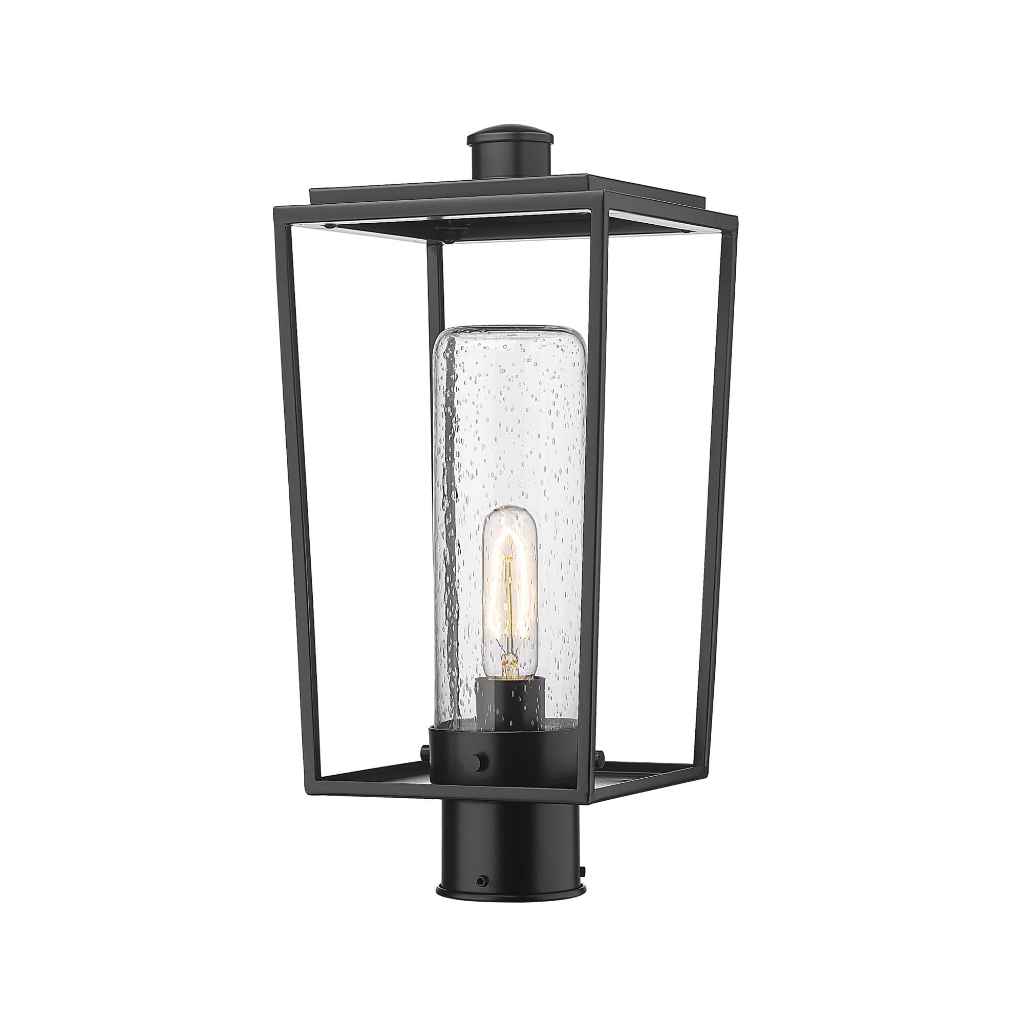 Shown in Black finish and Glass shade