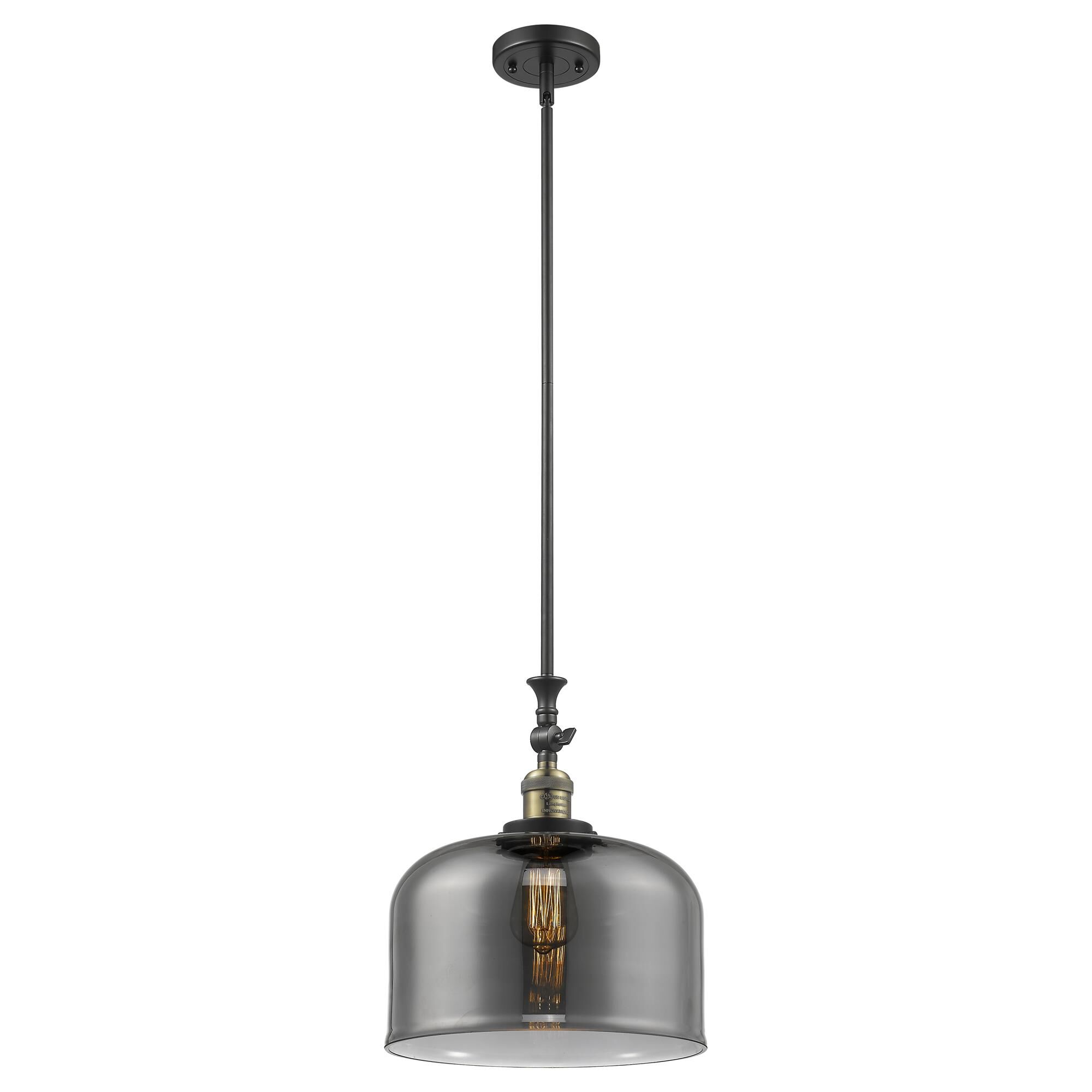 Shown in Black Antique Brass finish and Plated Smoke glass