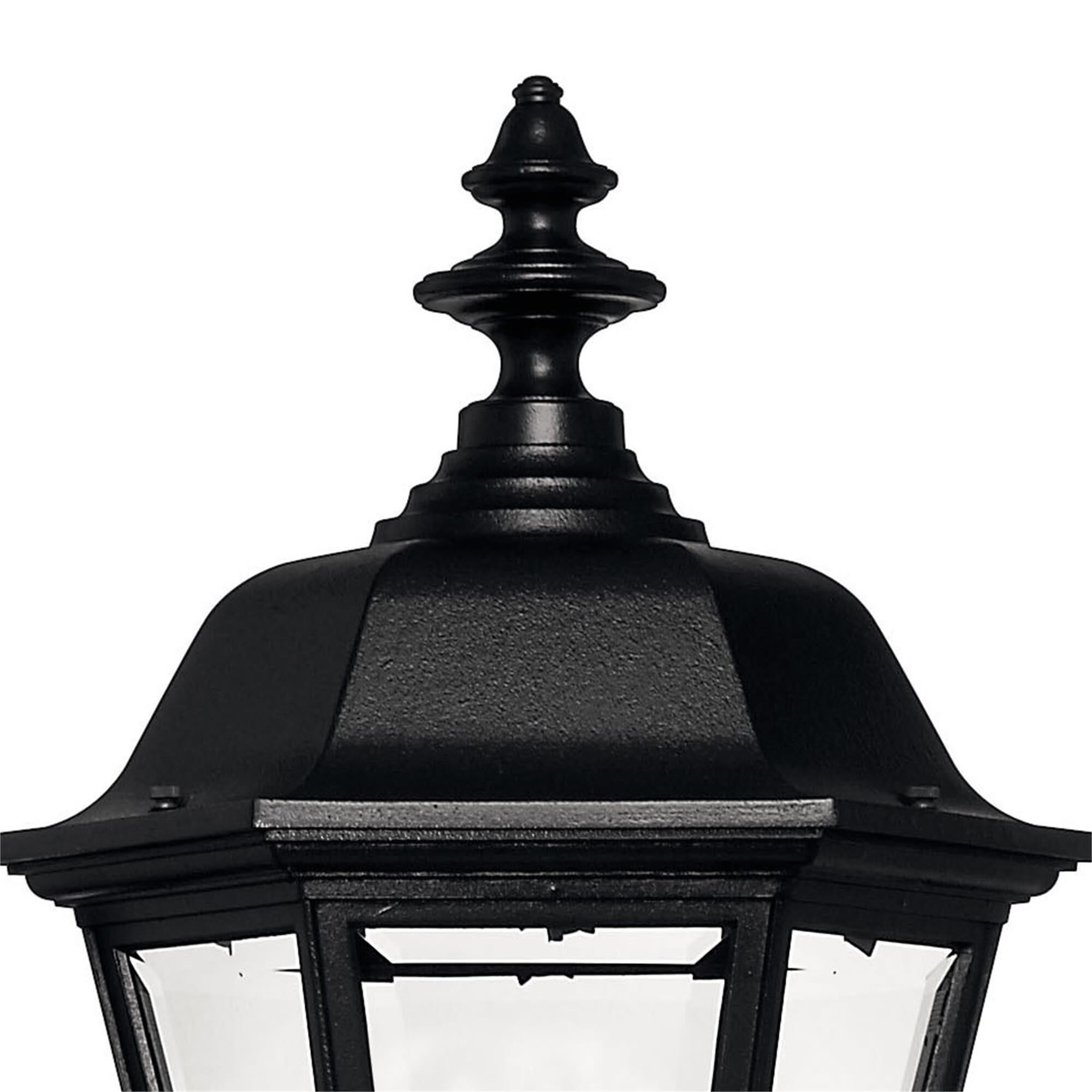 Shown in Black finish and Clear Beveled Panels glass