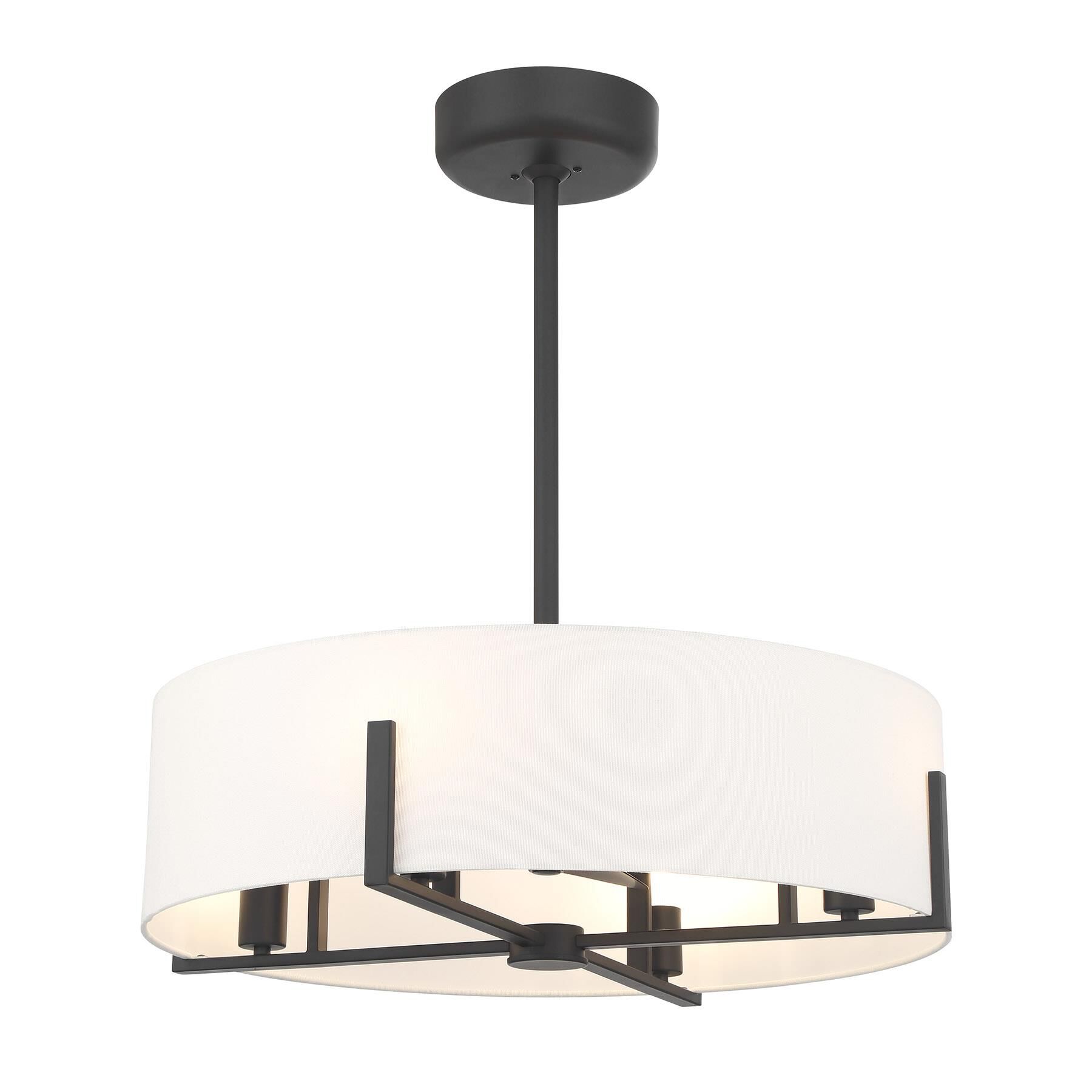 Shown in Matte Black finish and White Fabric shade