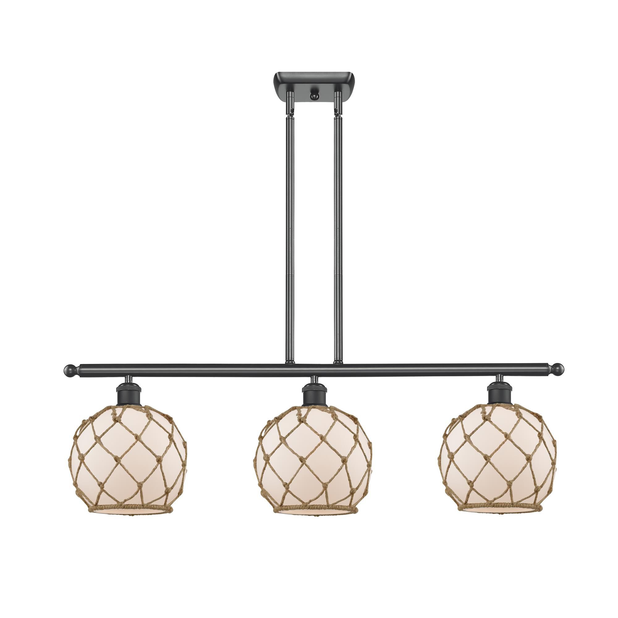 Shown in Matte Black finish and White With Black Rope glass