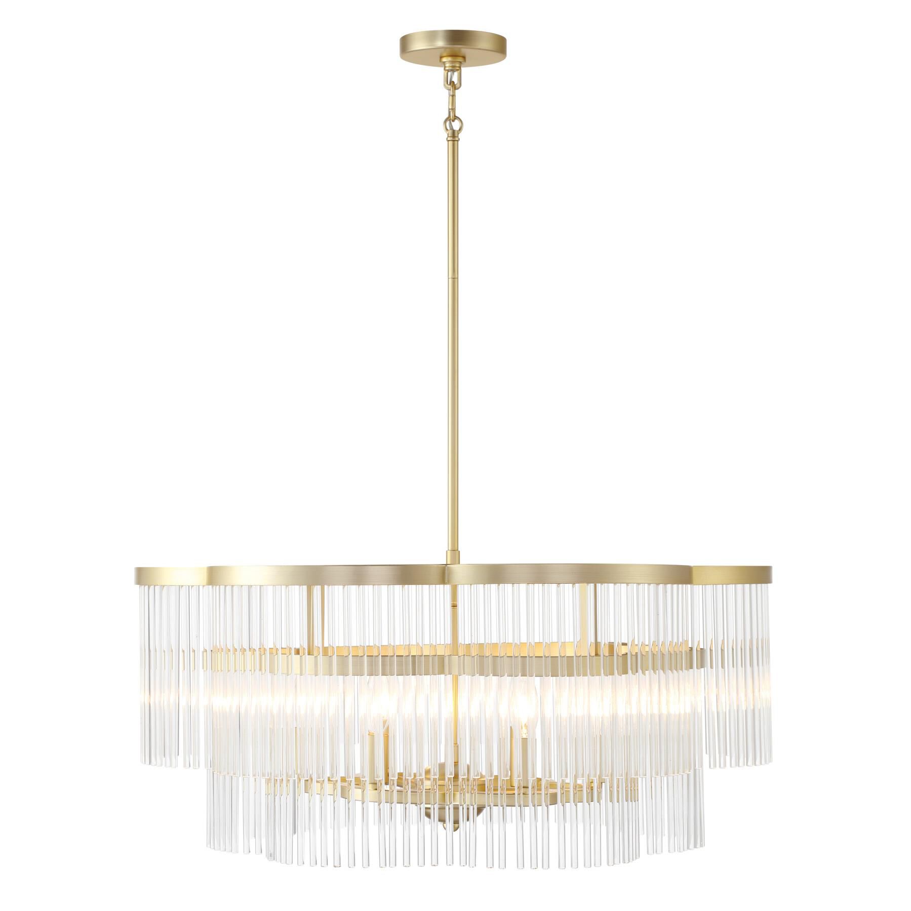 Shown in Heirloom Brass finish and Clear glass