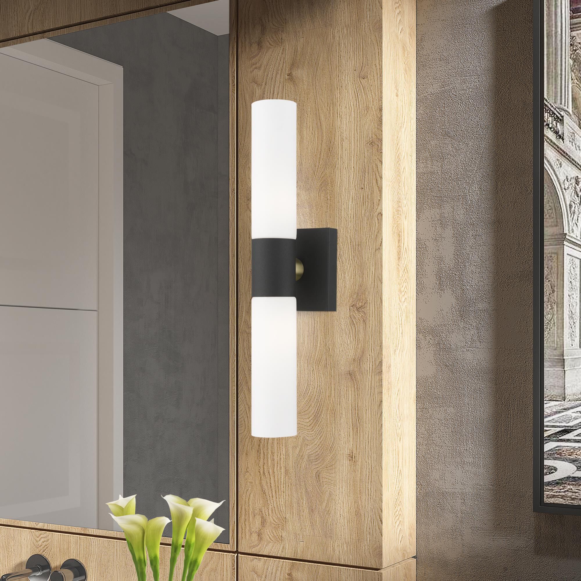 Shown in Textured Black With Antique Brass Accent finish and Hand Blown Satin Opal White Twist Lock glass and Hand Blown Satin Opal White Twist Lock Glass shade