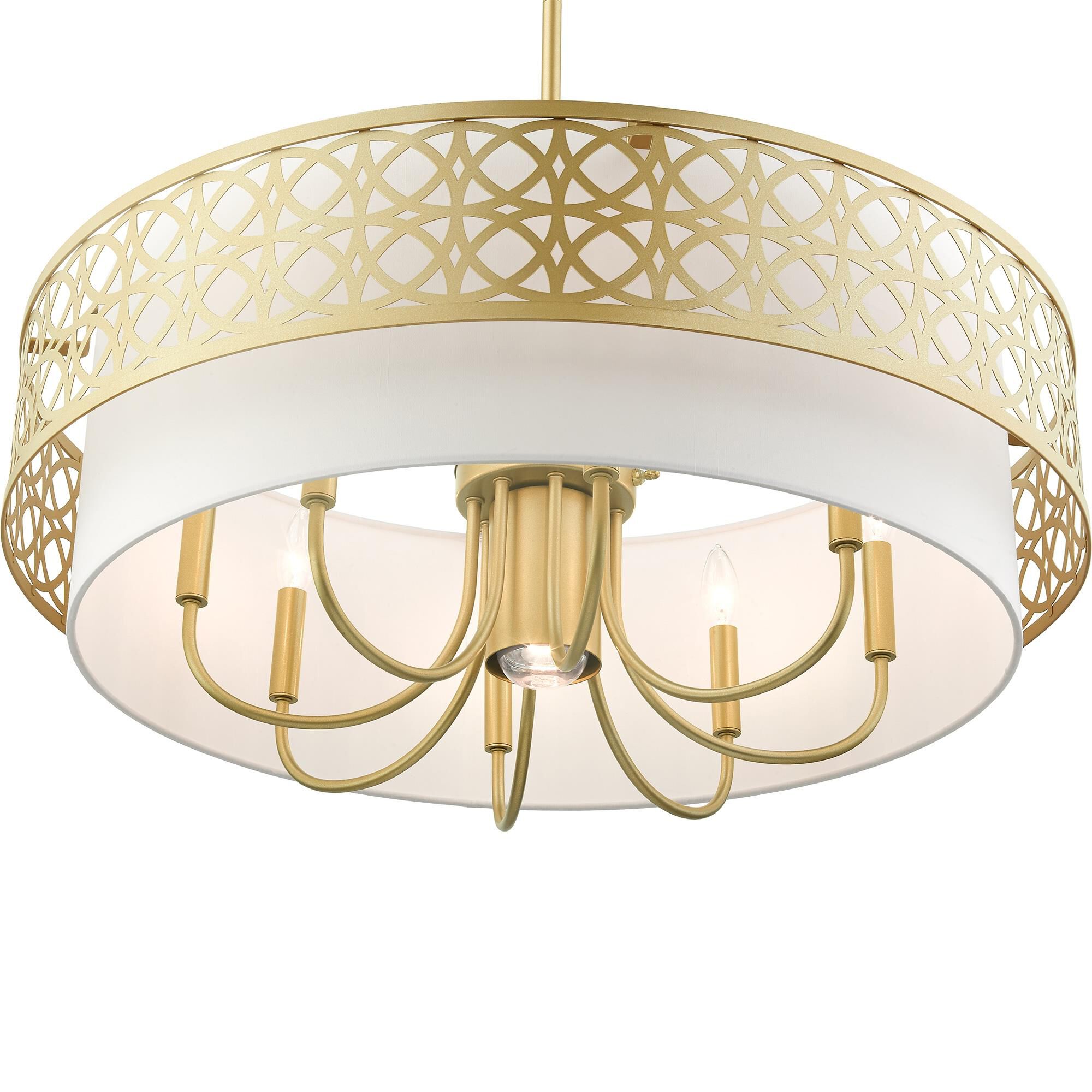 Shown in Soft Gold finish and Hand Crafted Hardback  Completely Finished With Off-White Color Fabric Outside and Inside shade