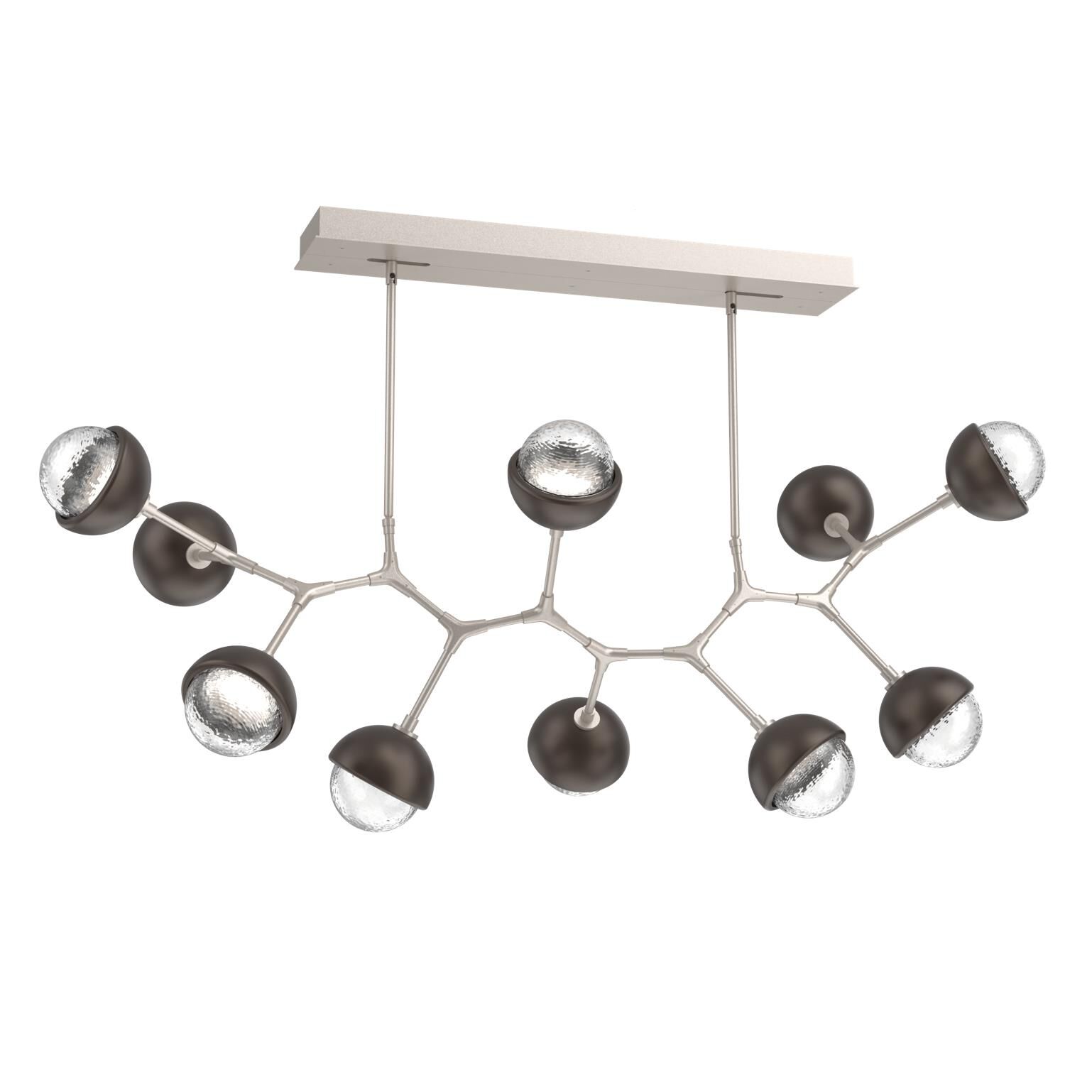 Shown in Beige Silver finish and Clear glass and Flat Bronze accent