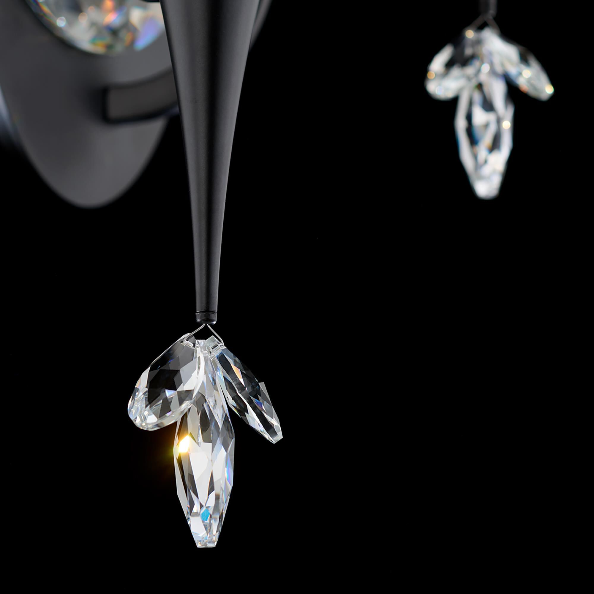 Shown in Black finish and Clear Radiance crystal