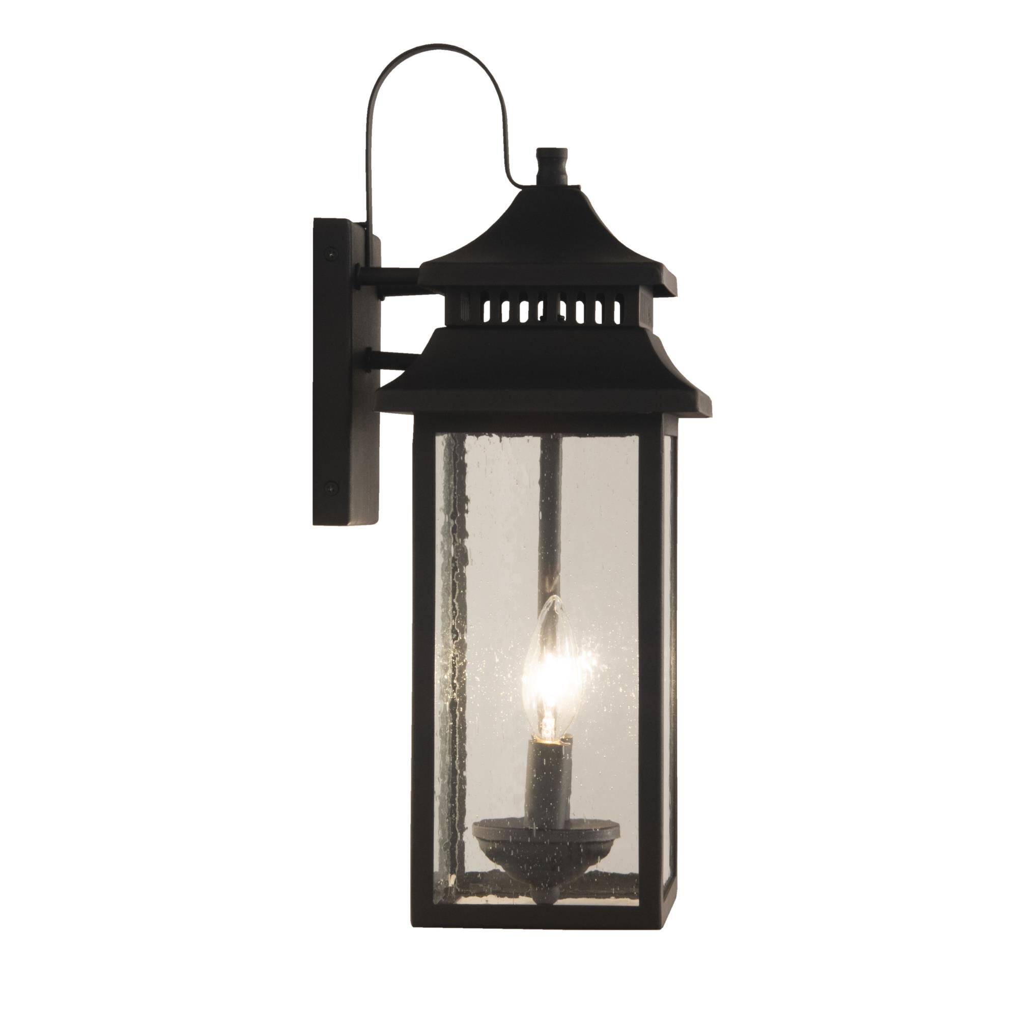 Shown in Textured Matte Black finish and Rectangle glass