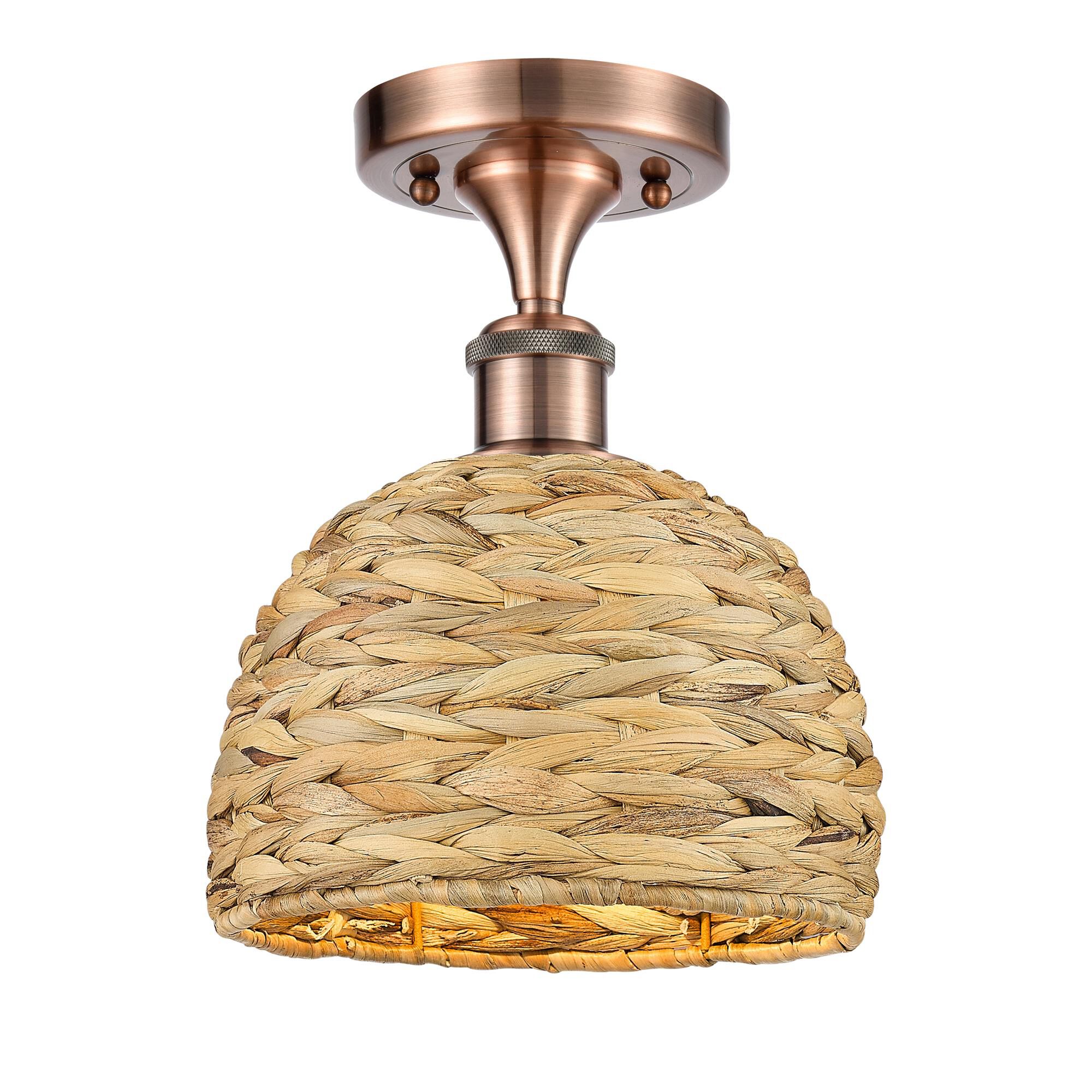 Shown in Antique Copper finish and Natural shade