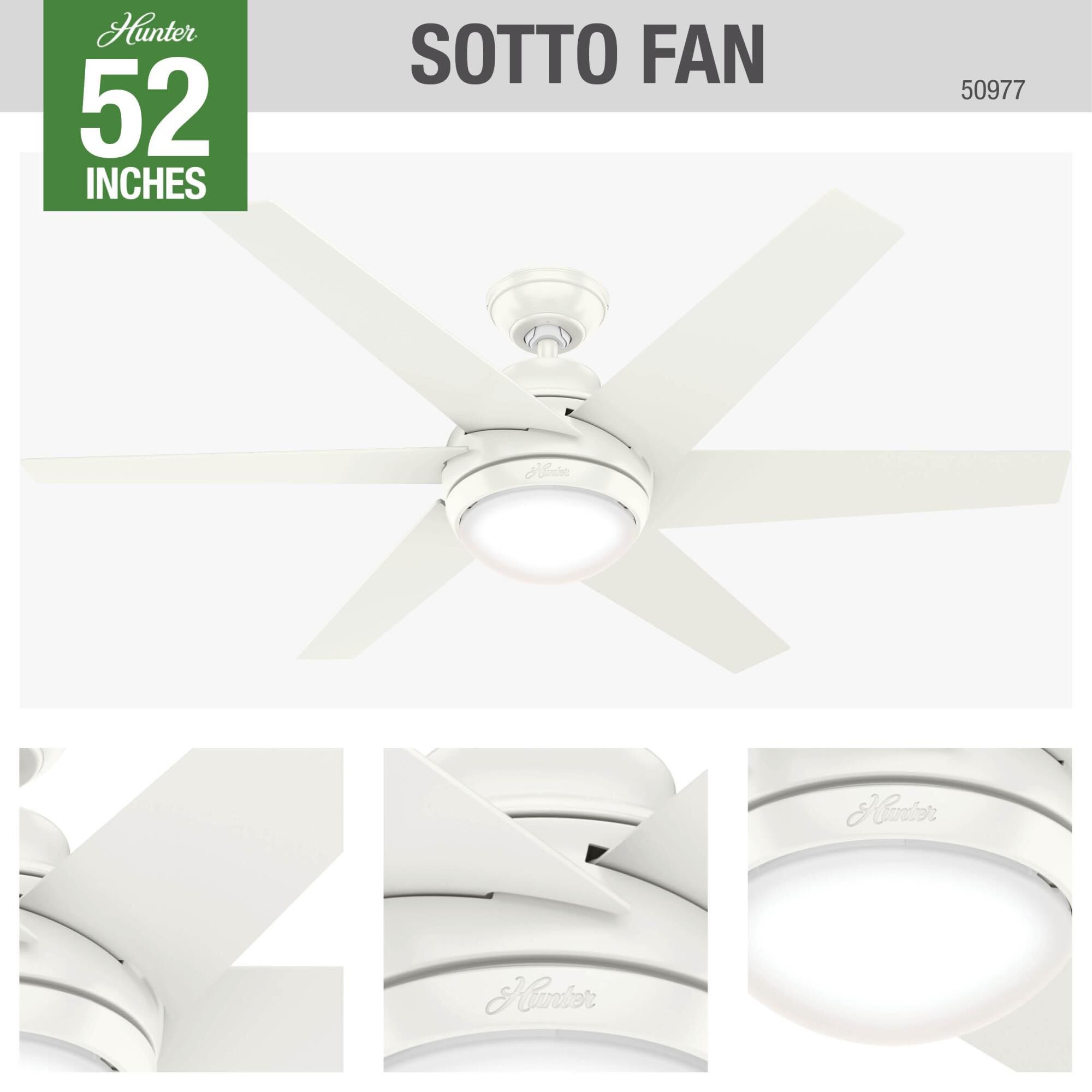 Sotto 52 Inch Ceiling Fan with Light Kit by Hunter Fan