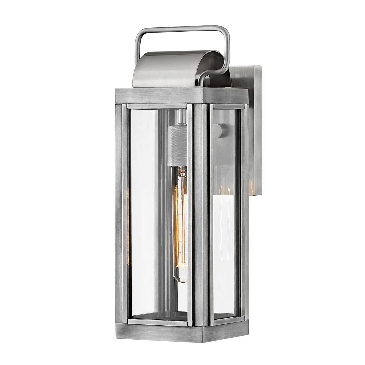 Shown in Antique Brushed Aluminum finish and Clear glass