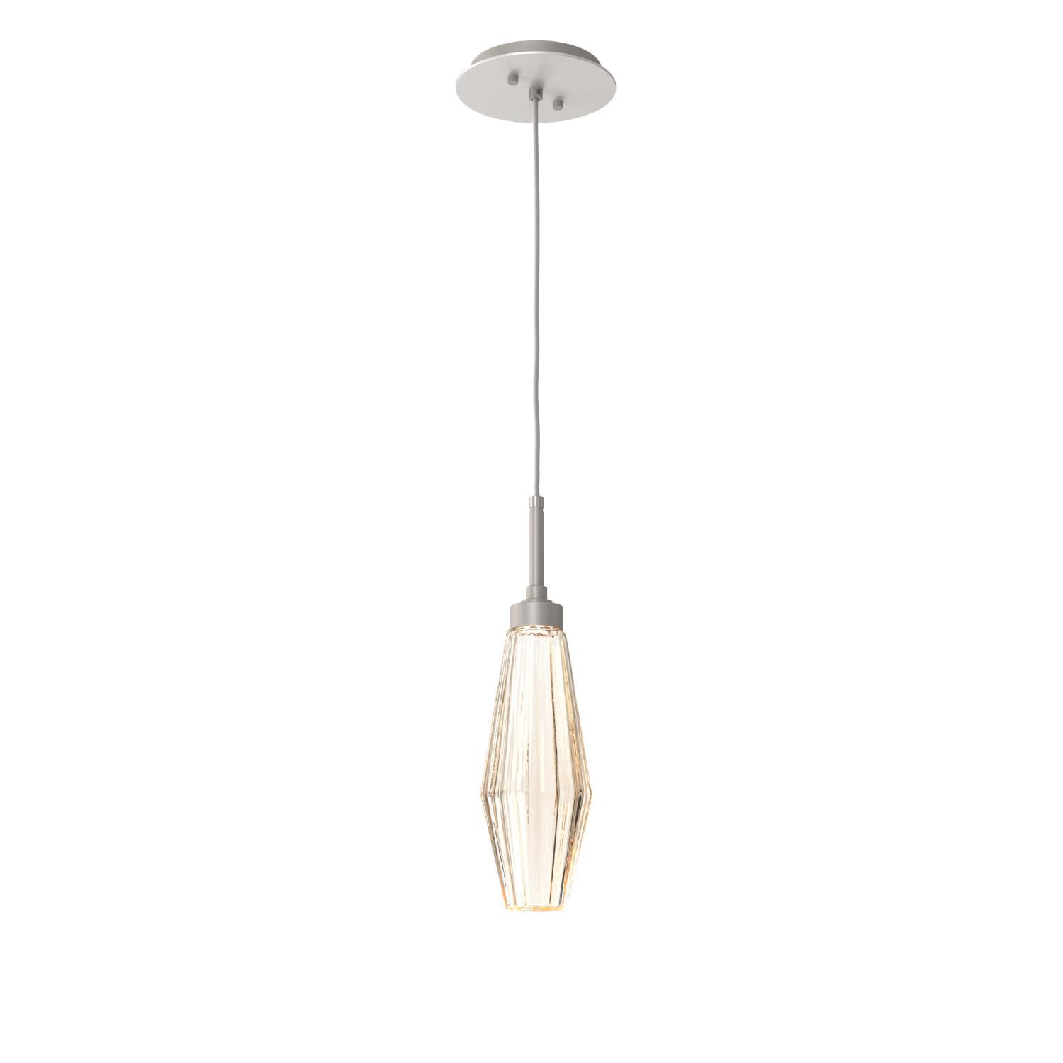 Shown in Metallic Beige Silver finish and Optic Rib Amber glass