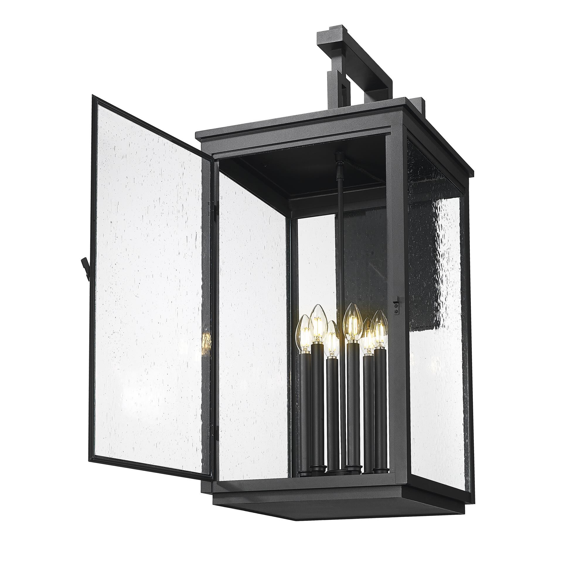 Shown in Sand Black finish and Clear Seedy glass and Clear Seedy shade