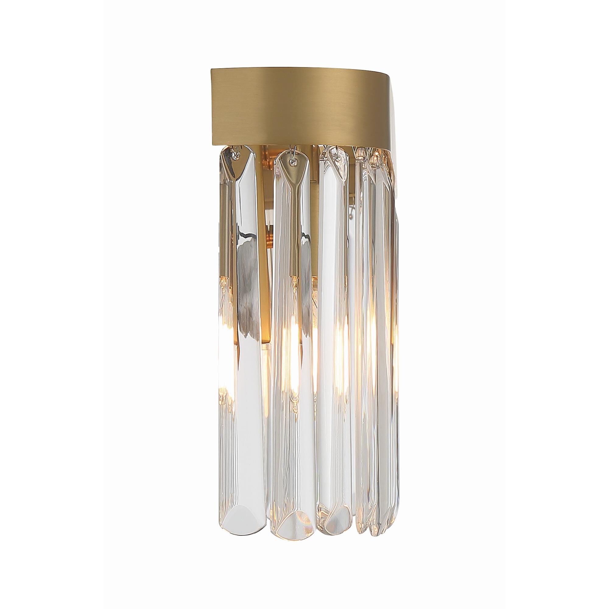 Shown in Modern Gold finish and Clear Glass crystal