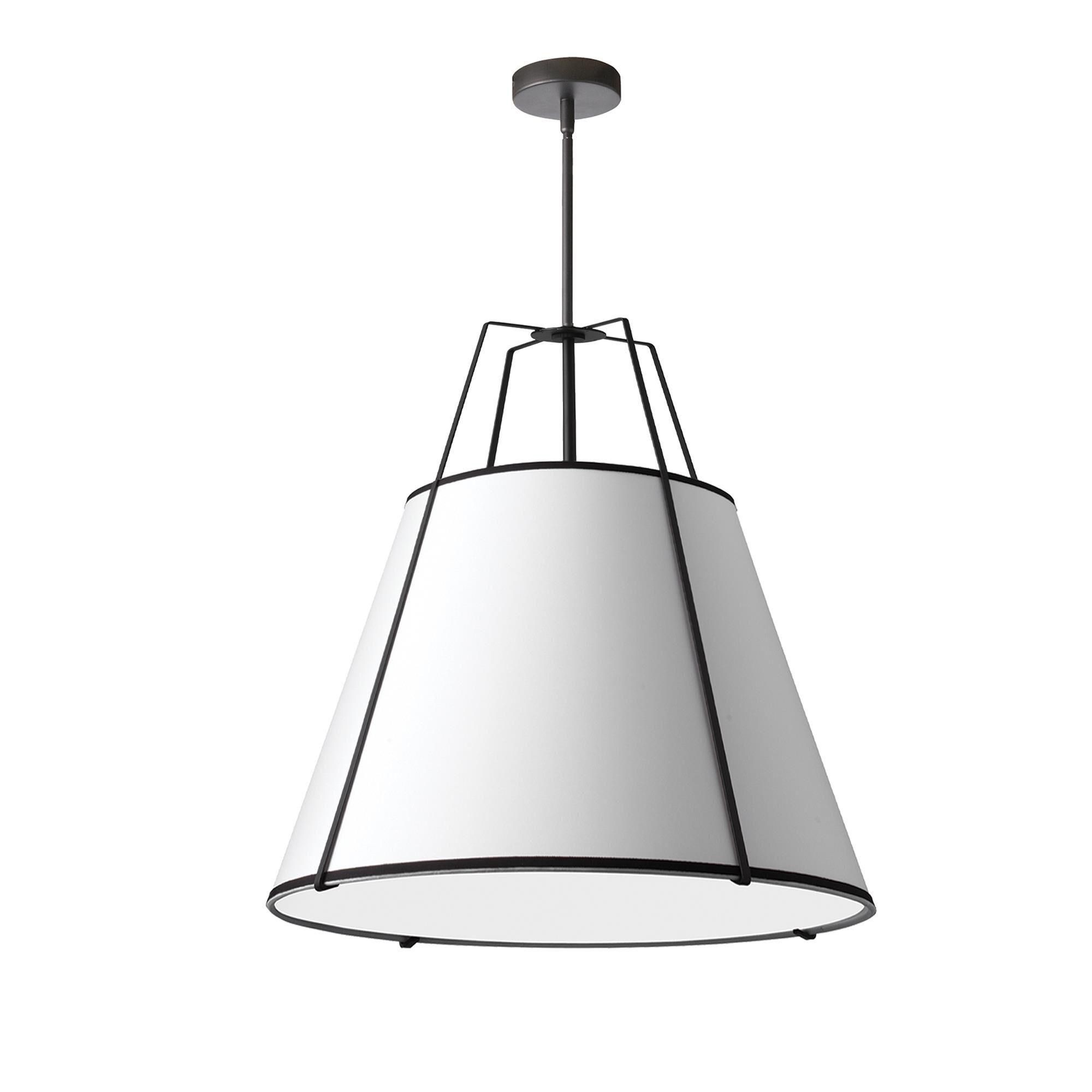 Shown in Matte Black finish and Laminated Fabric - White shade