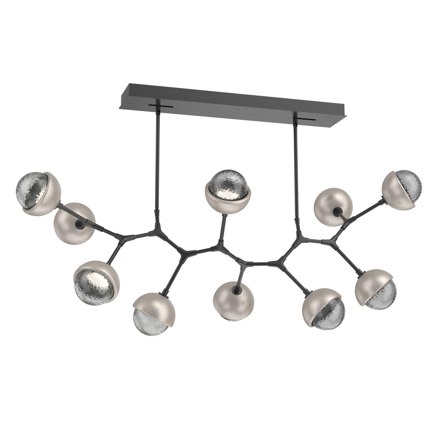Shown in Matte Black finish and Smoke glass and Beige Silver accent