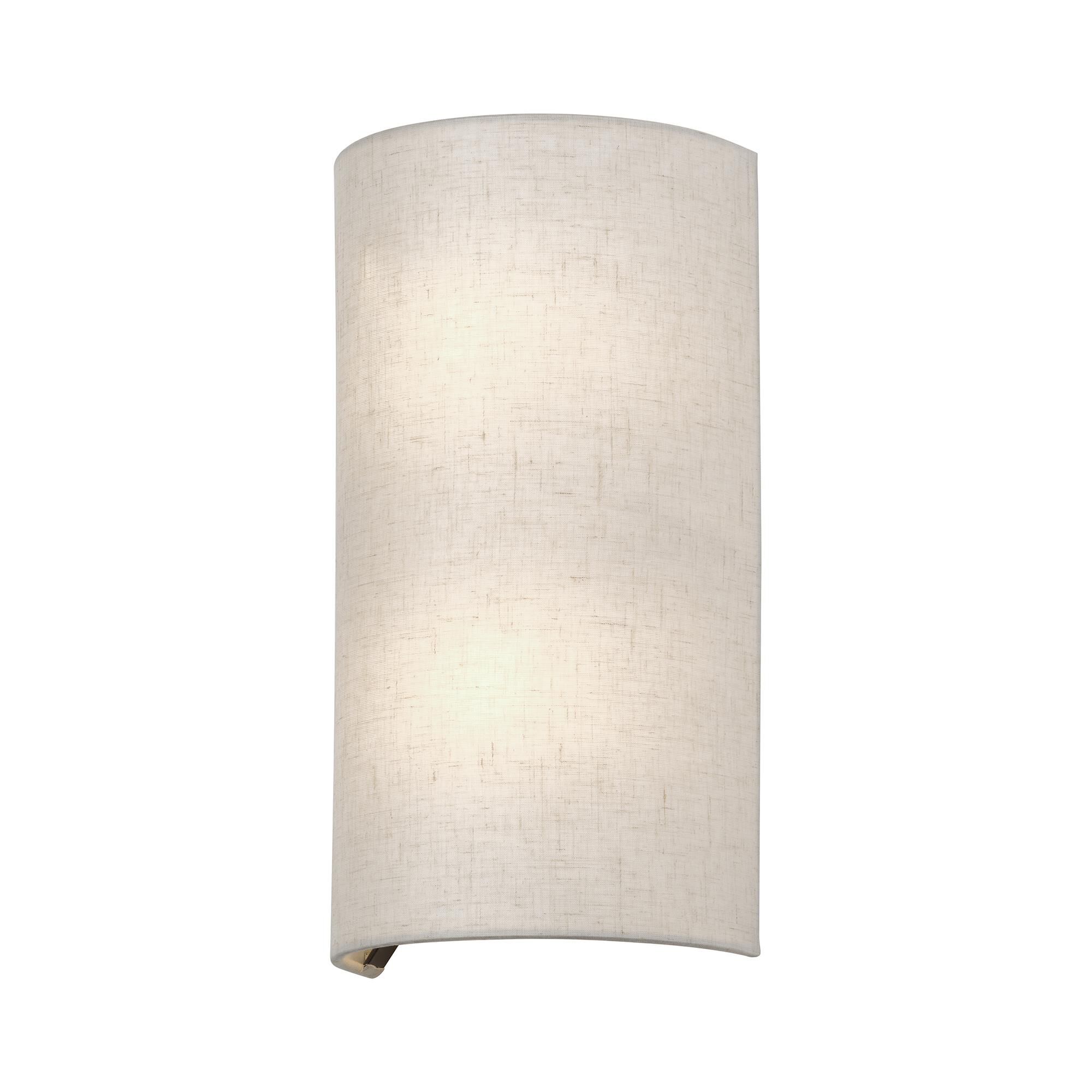 Shown in English Bronze finish and Hand Crafted Oatmeal Color Fabric with White Color Inside shade