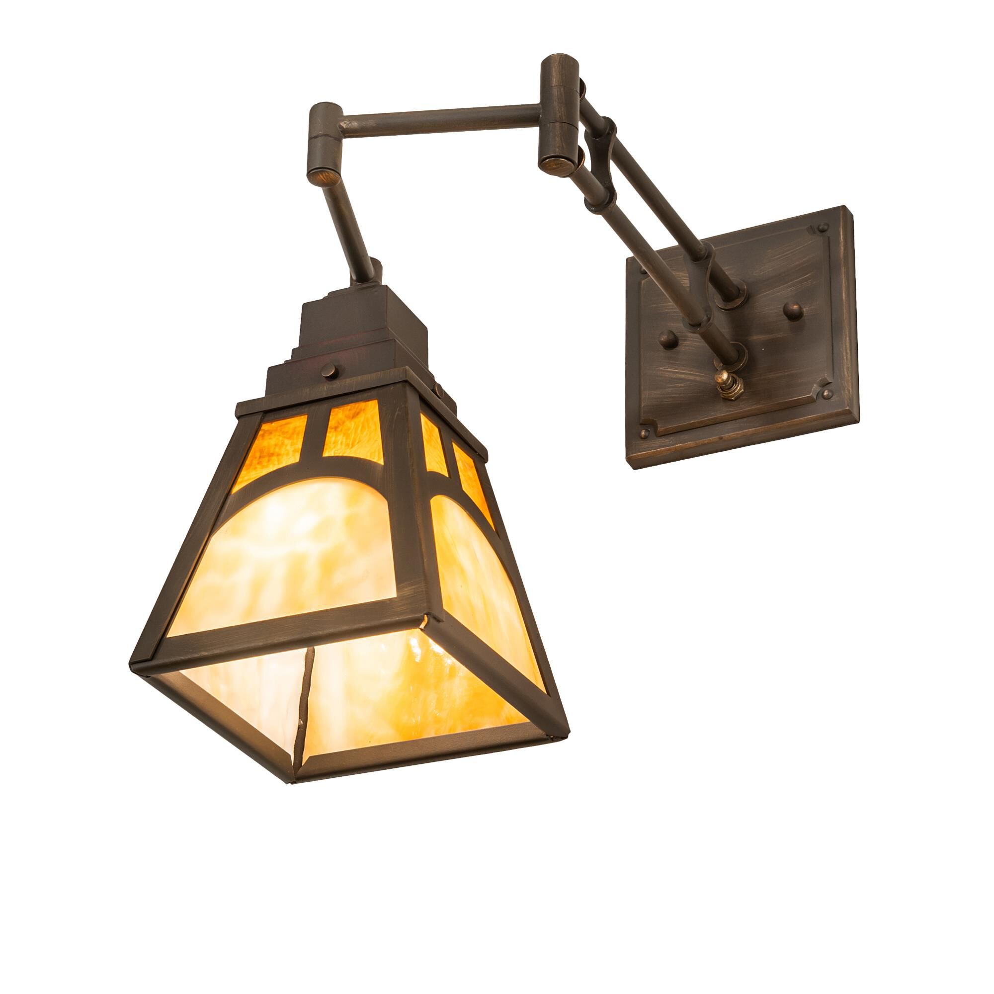 Shown in Antique Brass finish and Amber /Acrylic;Beige glass