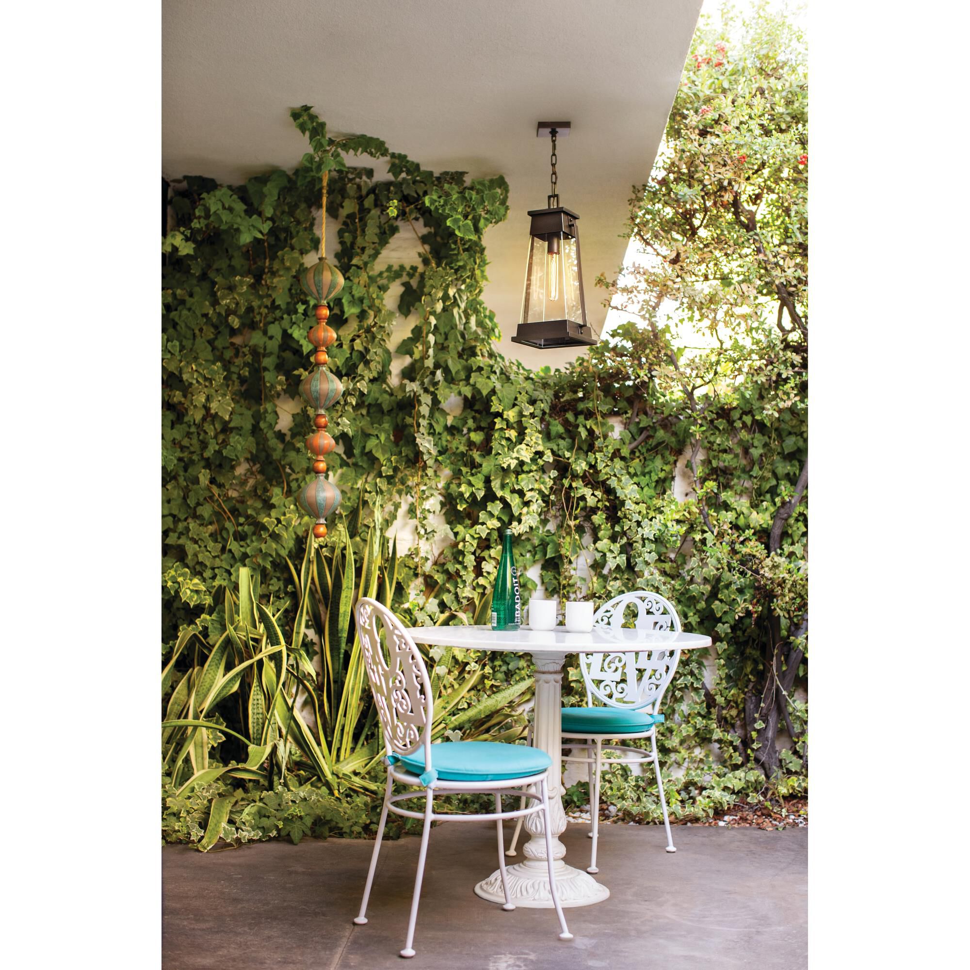 Shown in Aged Copper Bronze finish and Clear Seedy glass