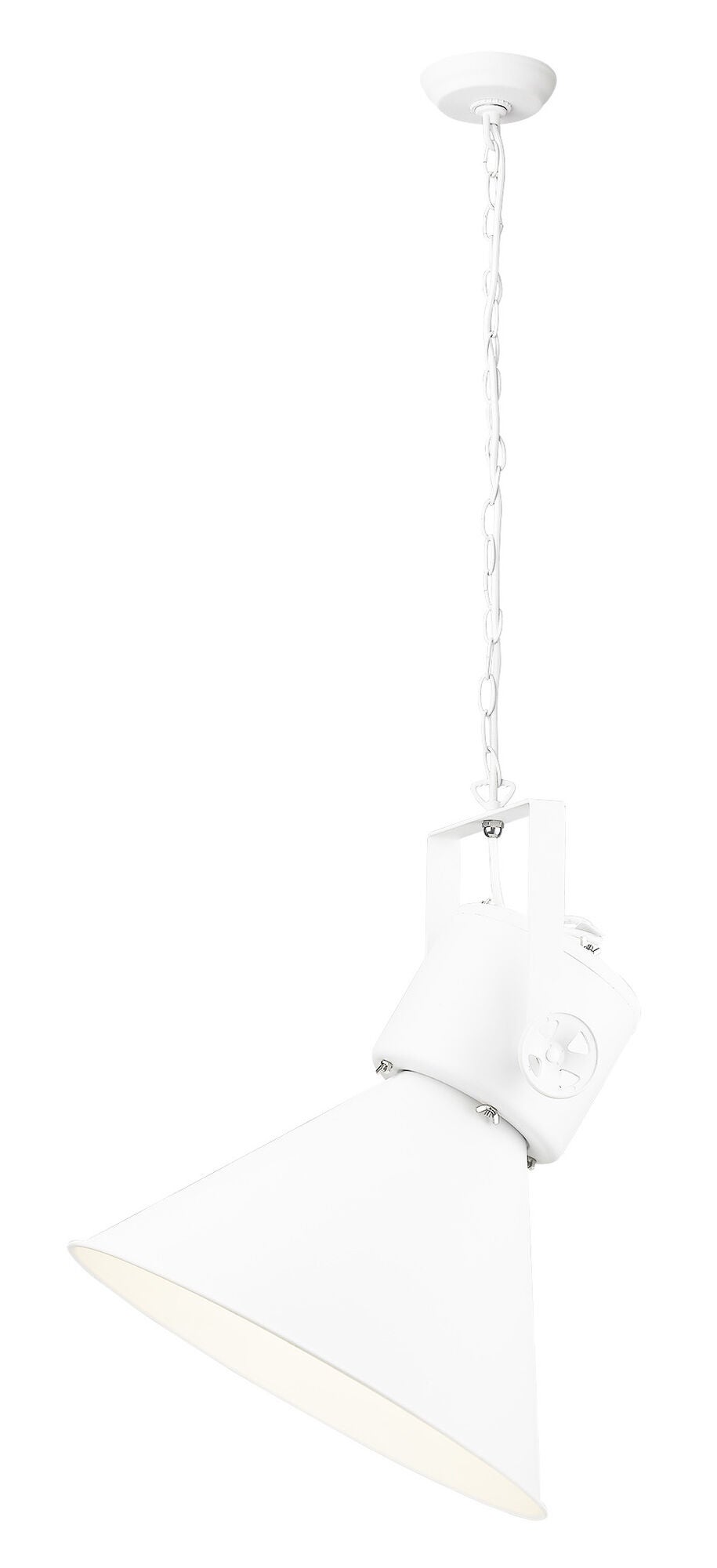 Shown in White finish and White glass and White Metal Cone Shaped  W/ White Interior shade