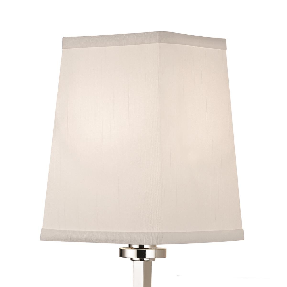 Shown in Polished Nickel finish and White Faux Silk shade