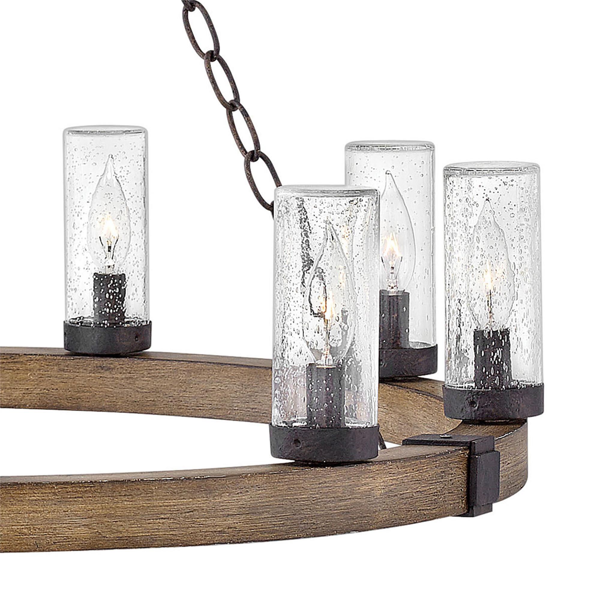 Shown in Sequoia finish and Clear Seedy glass
