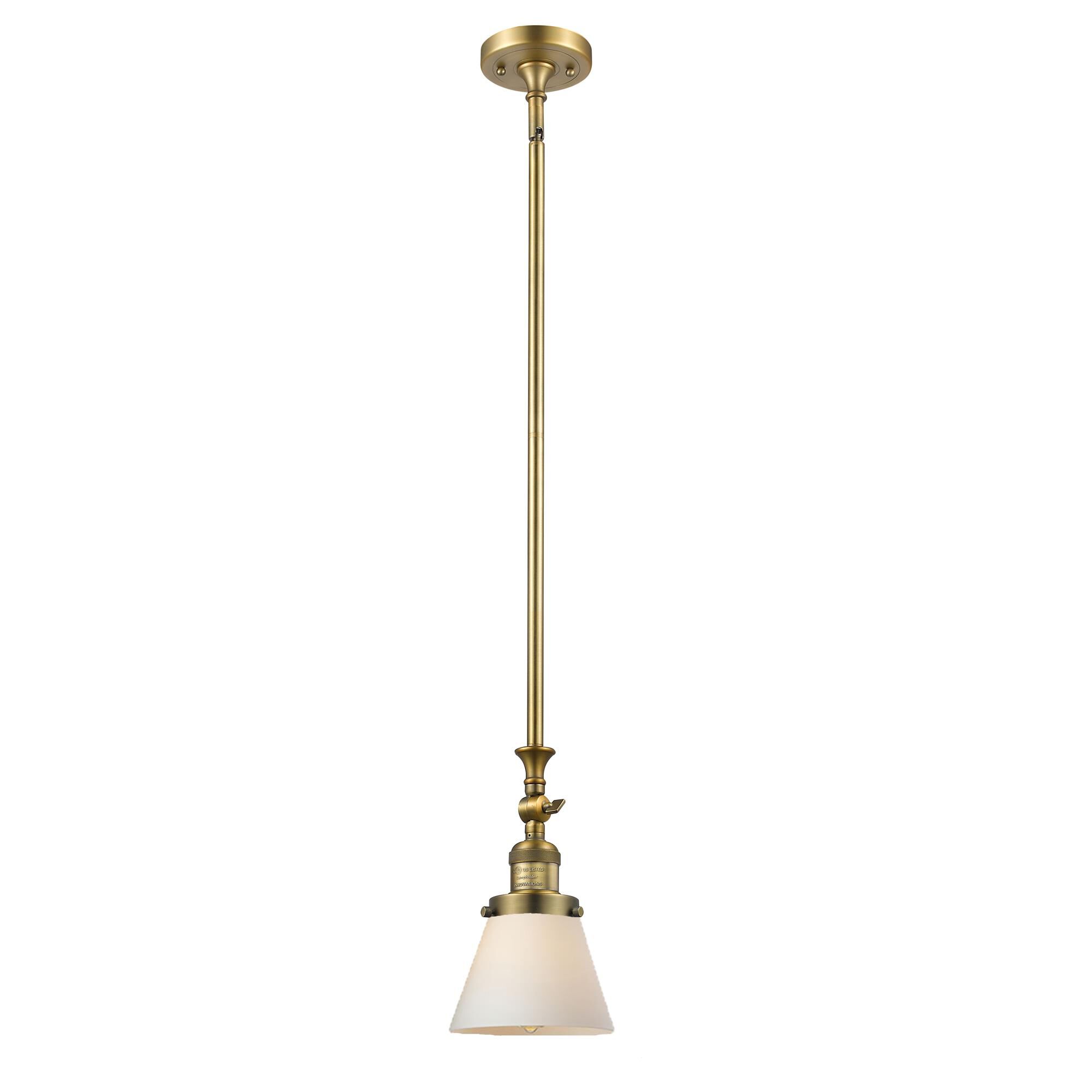 Shown in Brushed Brass finish and Matte White Cased glass