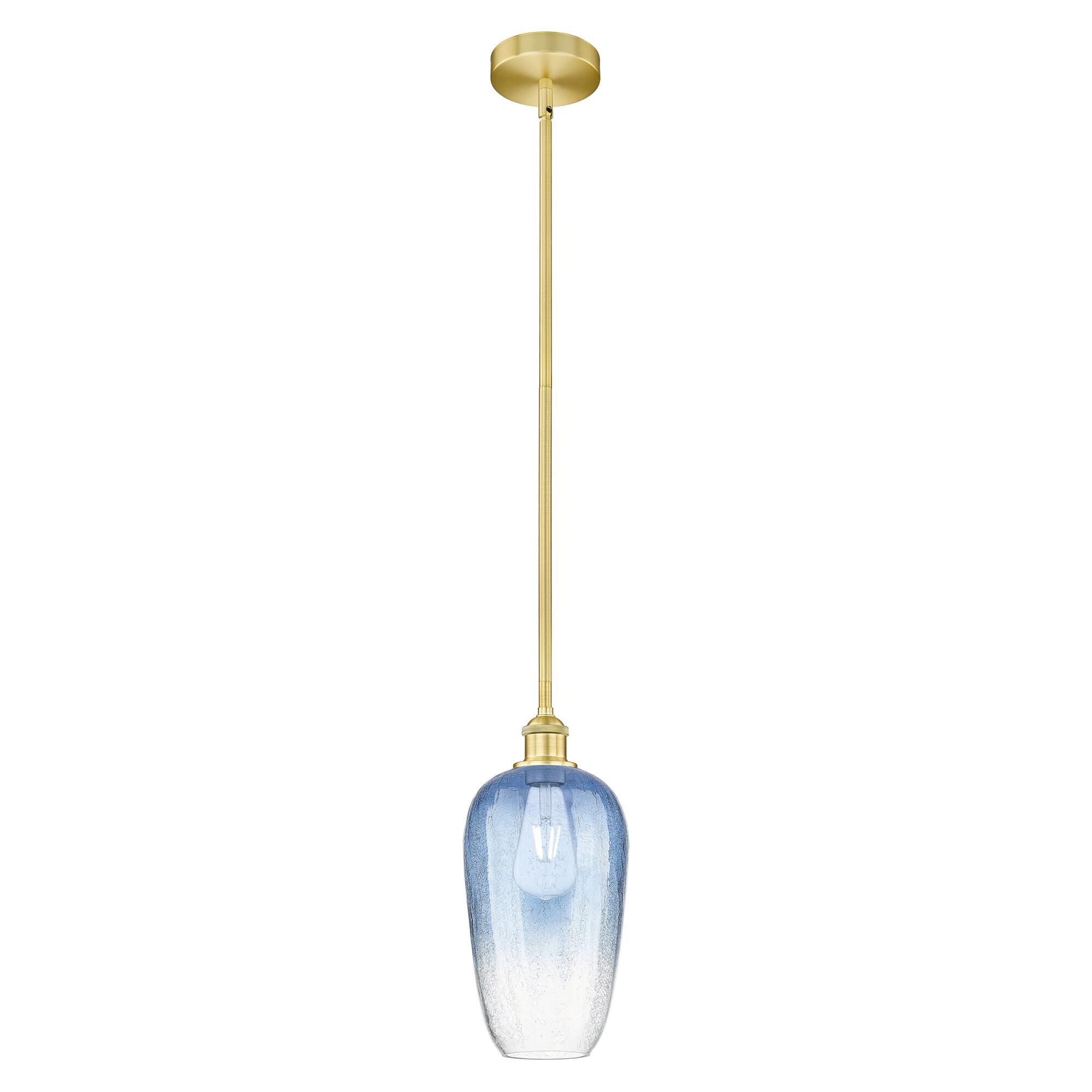 Shown in Satin Gold finish and Sapphire Blue glass
