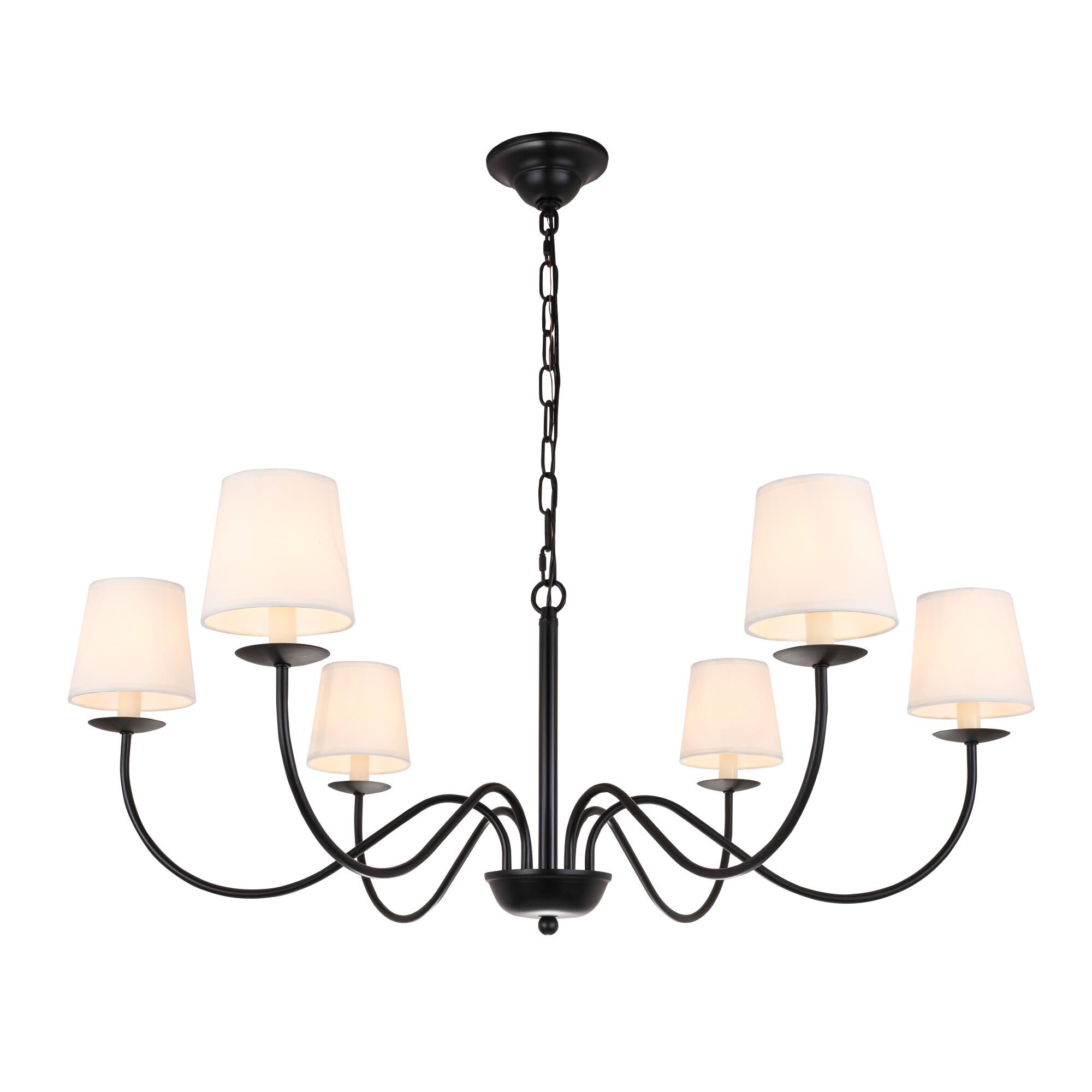 Shown in Black finish and White Fabric shade