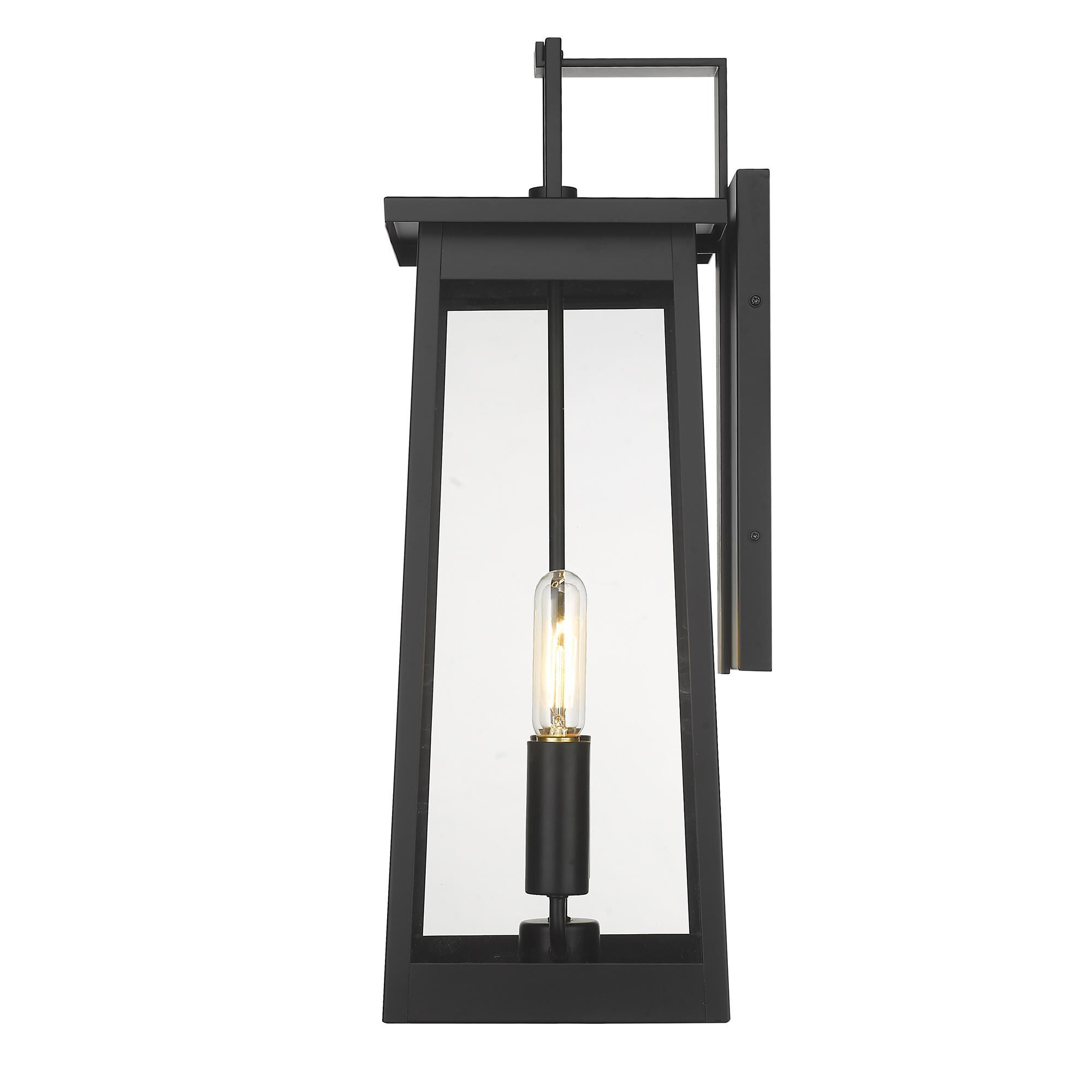 Shown in Matte Black finish and Clear glass and Clear Glass Panels shade
