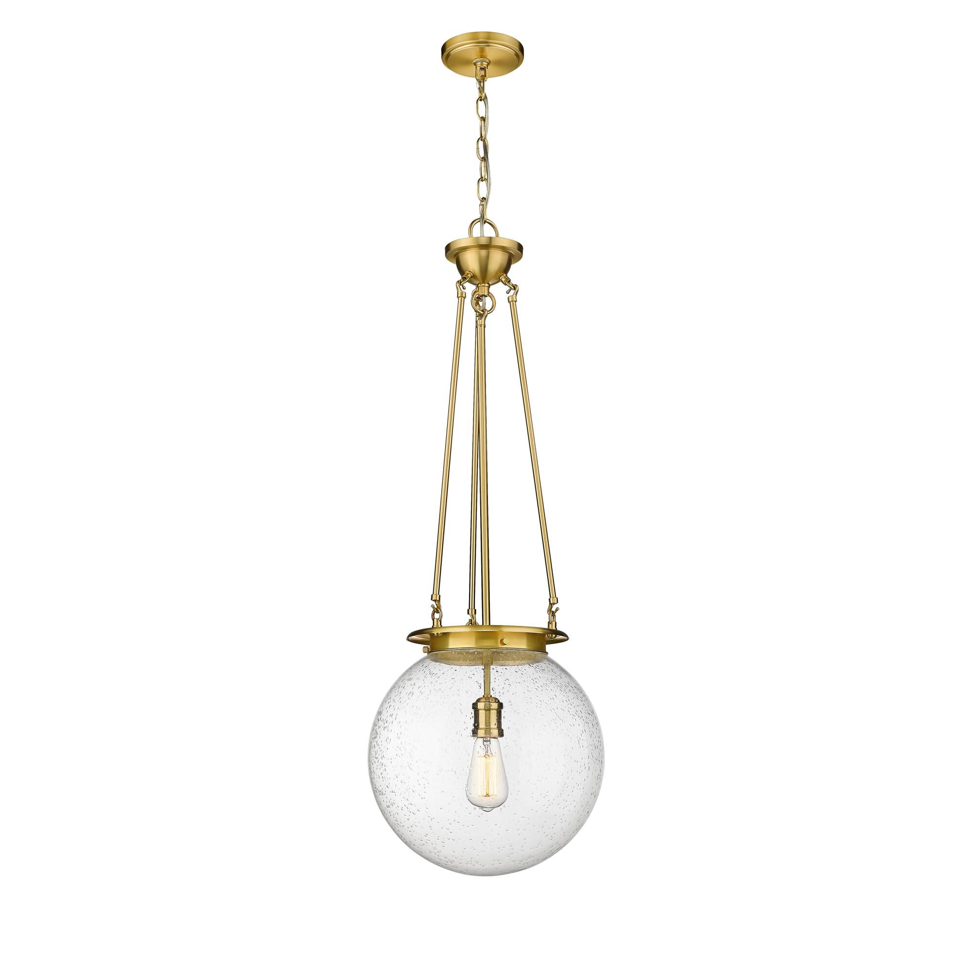 Shown in Satin Gold finish and Seedy glass