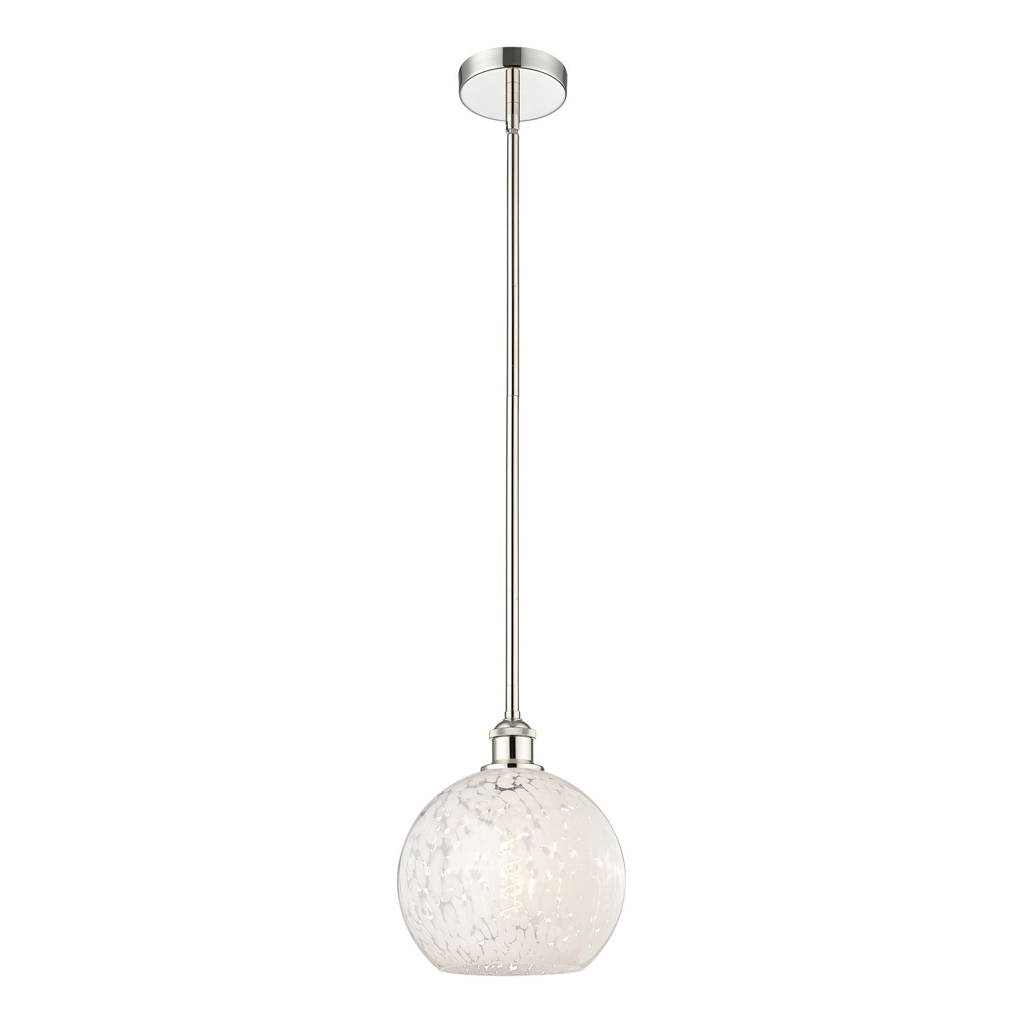 Shown in Polished Nickel finish and White Mouchette glass