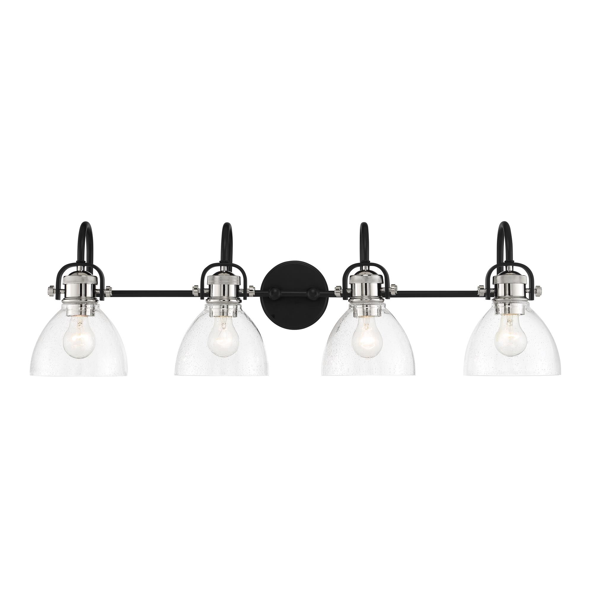 Shown in Coal with Polished Nickel Highlig finish and Clear Ribbed glass