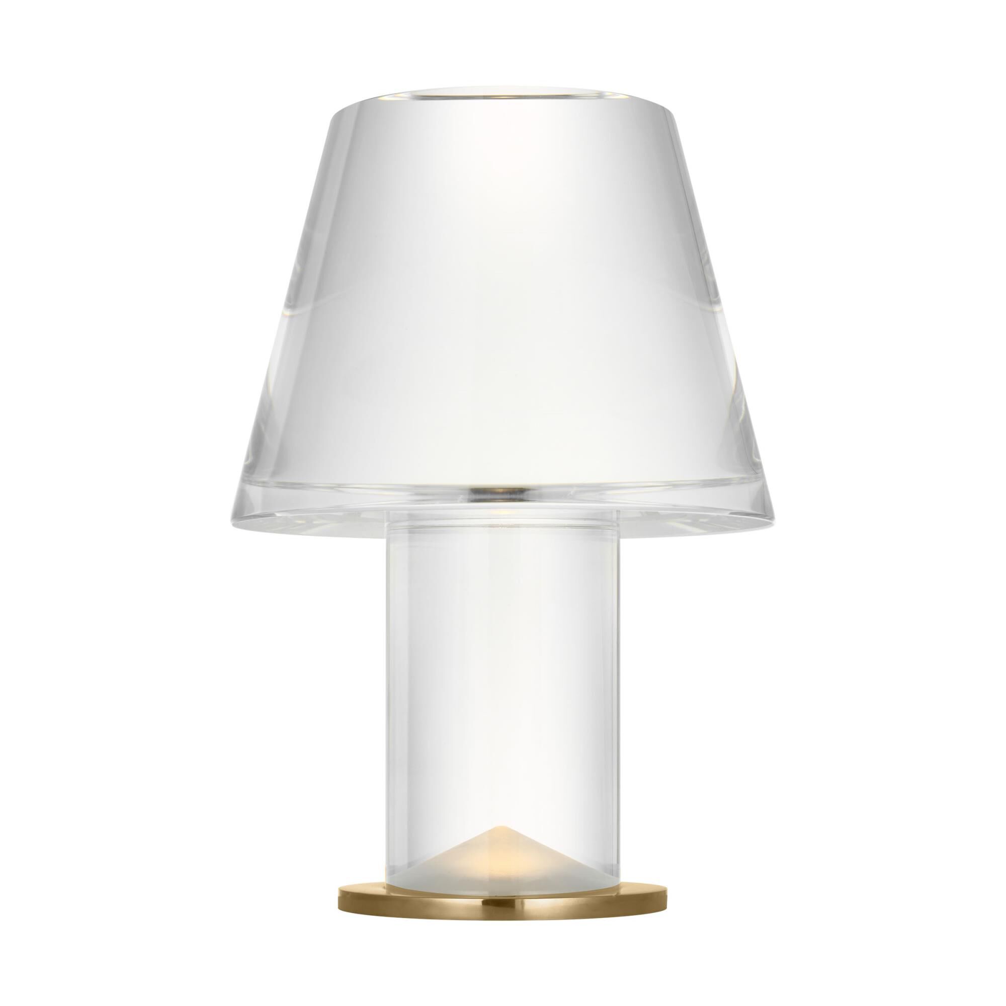 Shown in Hand-Rubbed Antique Brass finish and Crystal glass