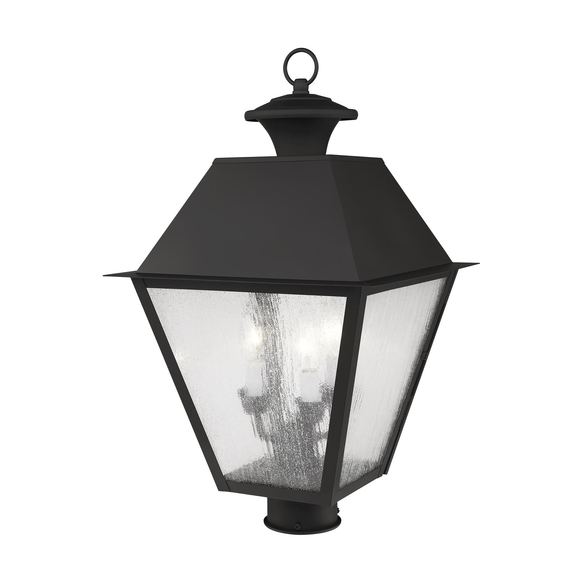 Shown in Black finish and Seeded glass