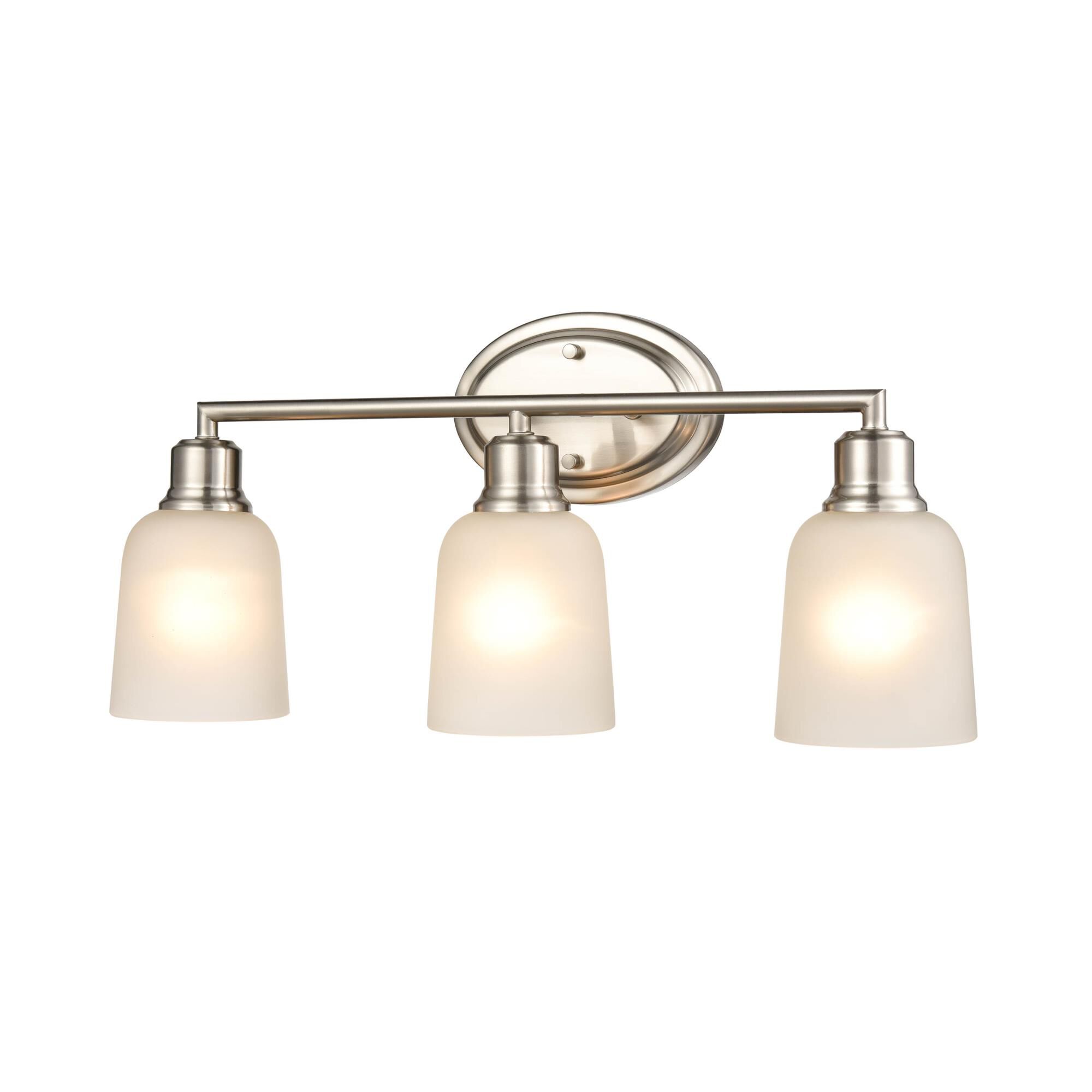 Shown in Brushed Nickel finish and Frosted White glass