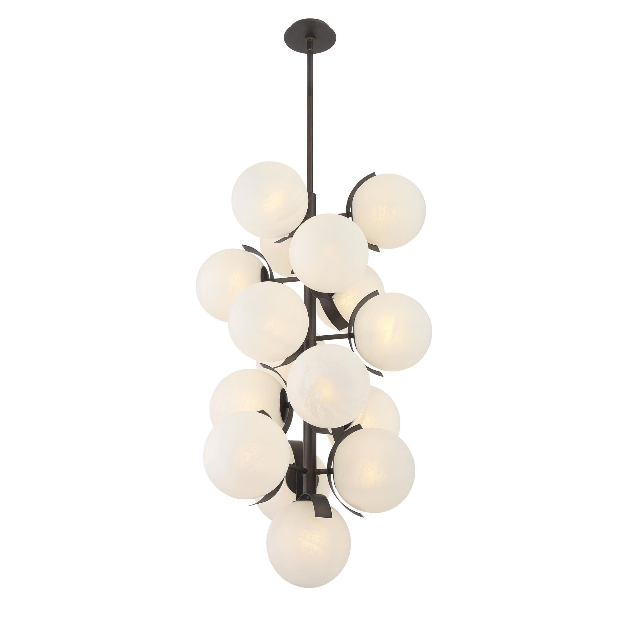 Shown in Dark Bronze finish and White Etched Alabaster glass
