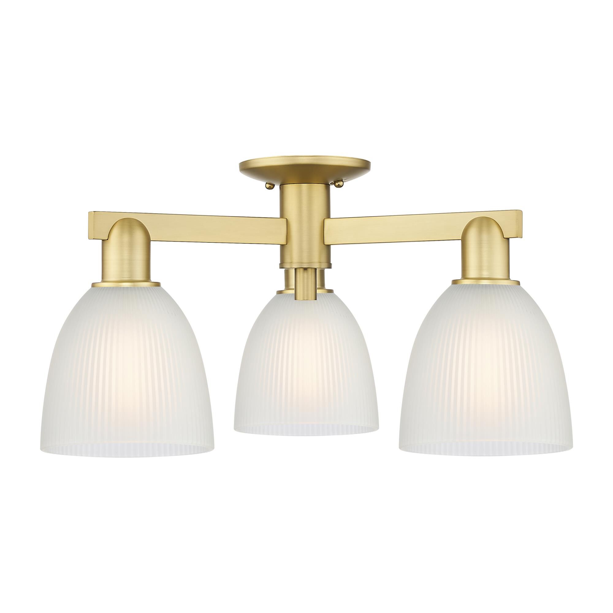 Shown in Satin Gold finish and White glass