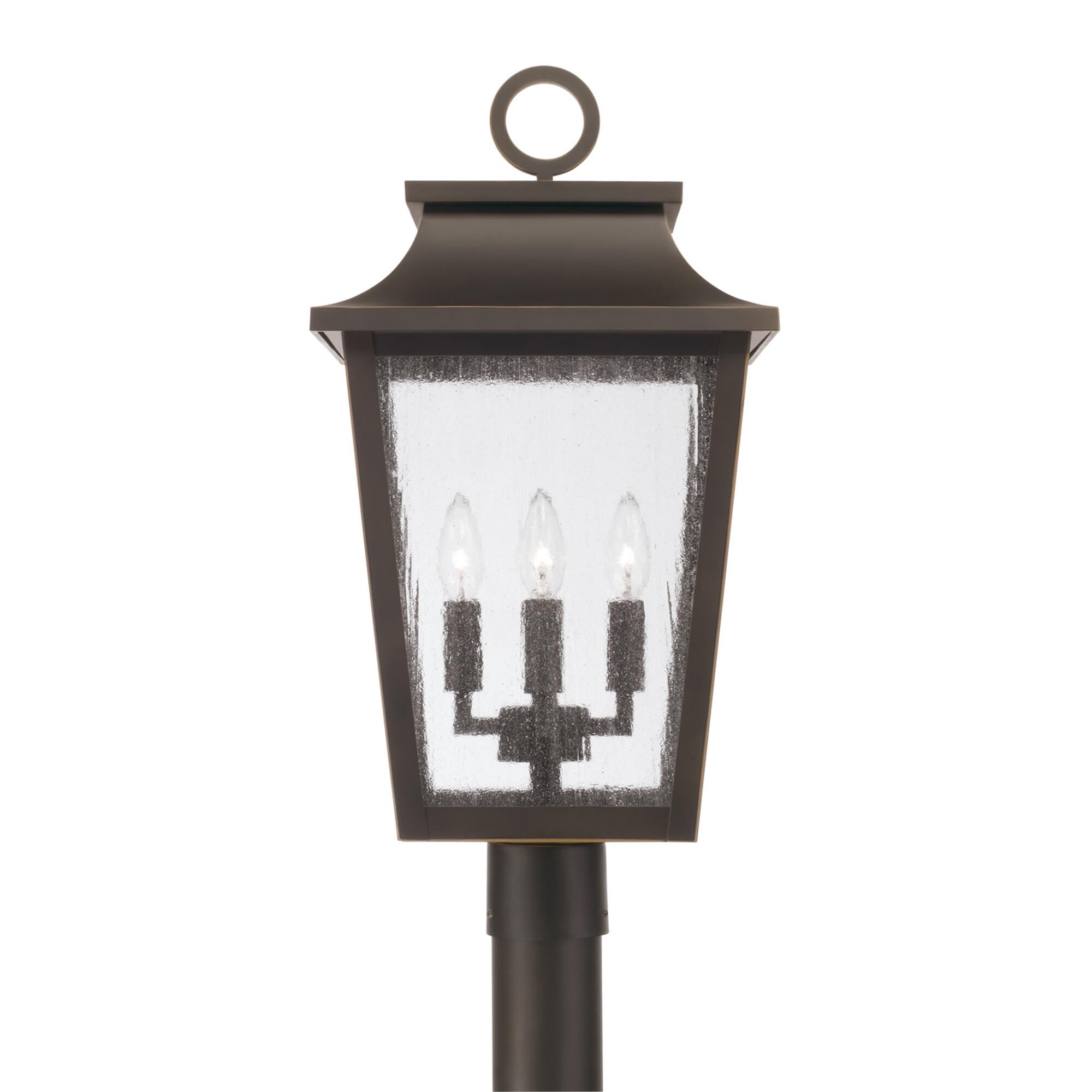 Shown in Oiled Bronze finish and Antiqued glass