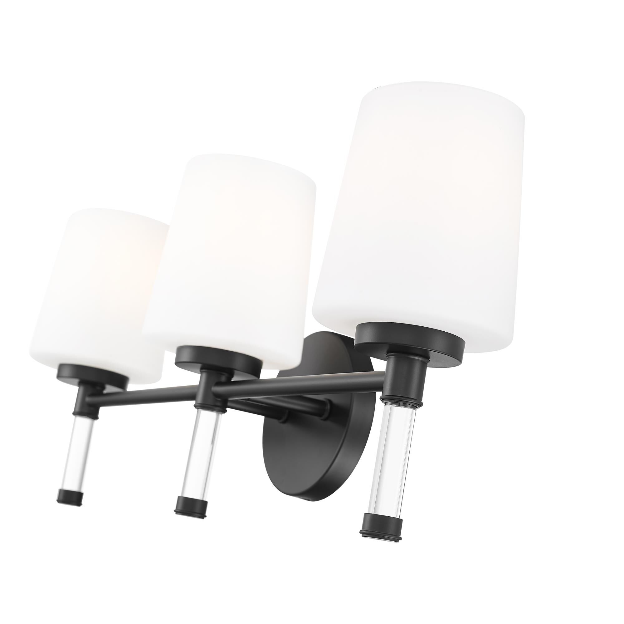 Shown in Matte Black finish and White Opal glass