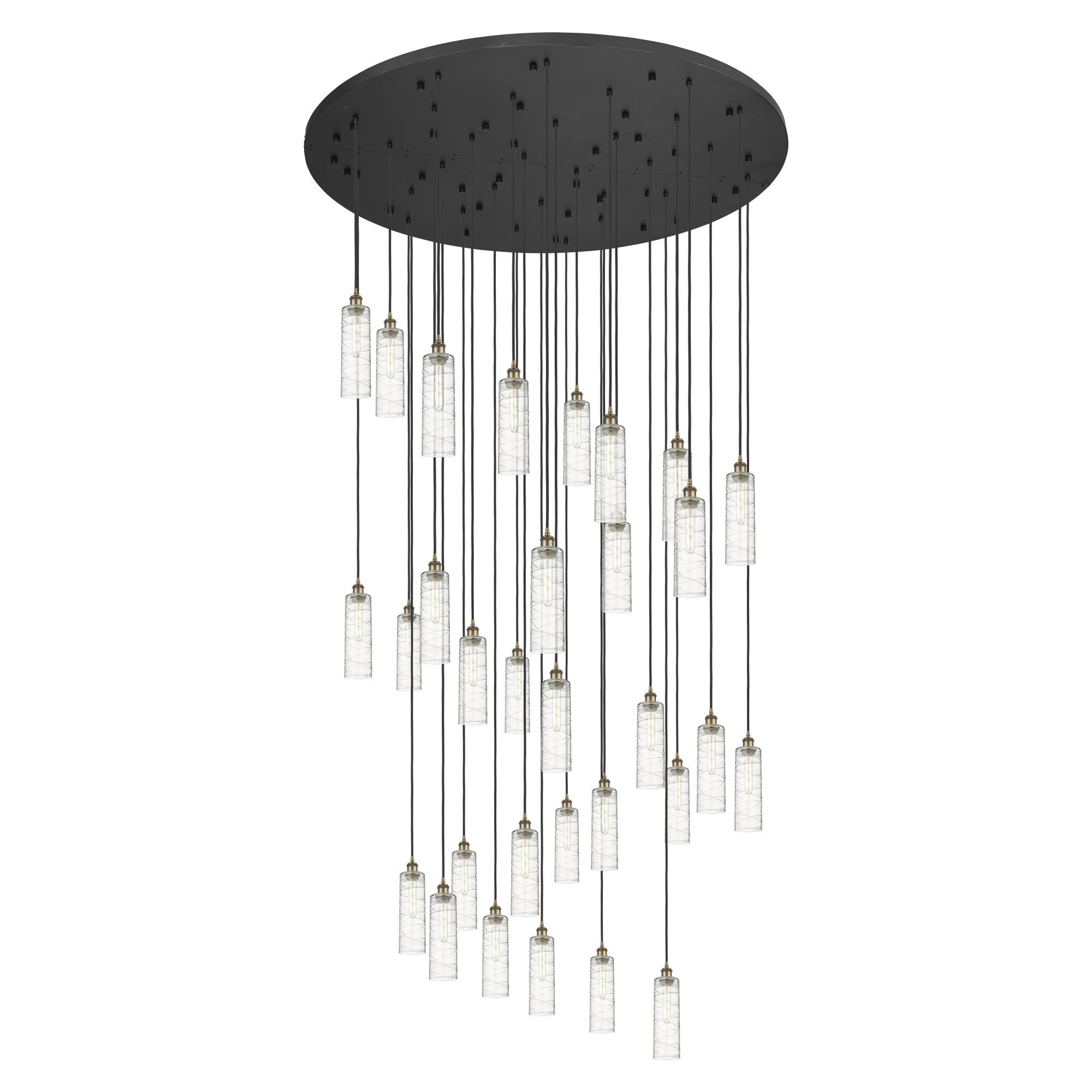 Shown in Brushed Brass finish and Deco Swirl shade