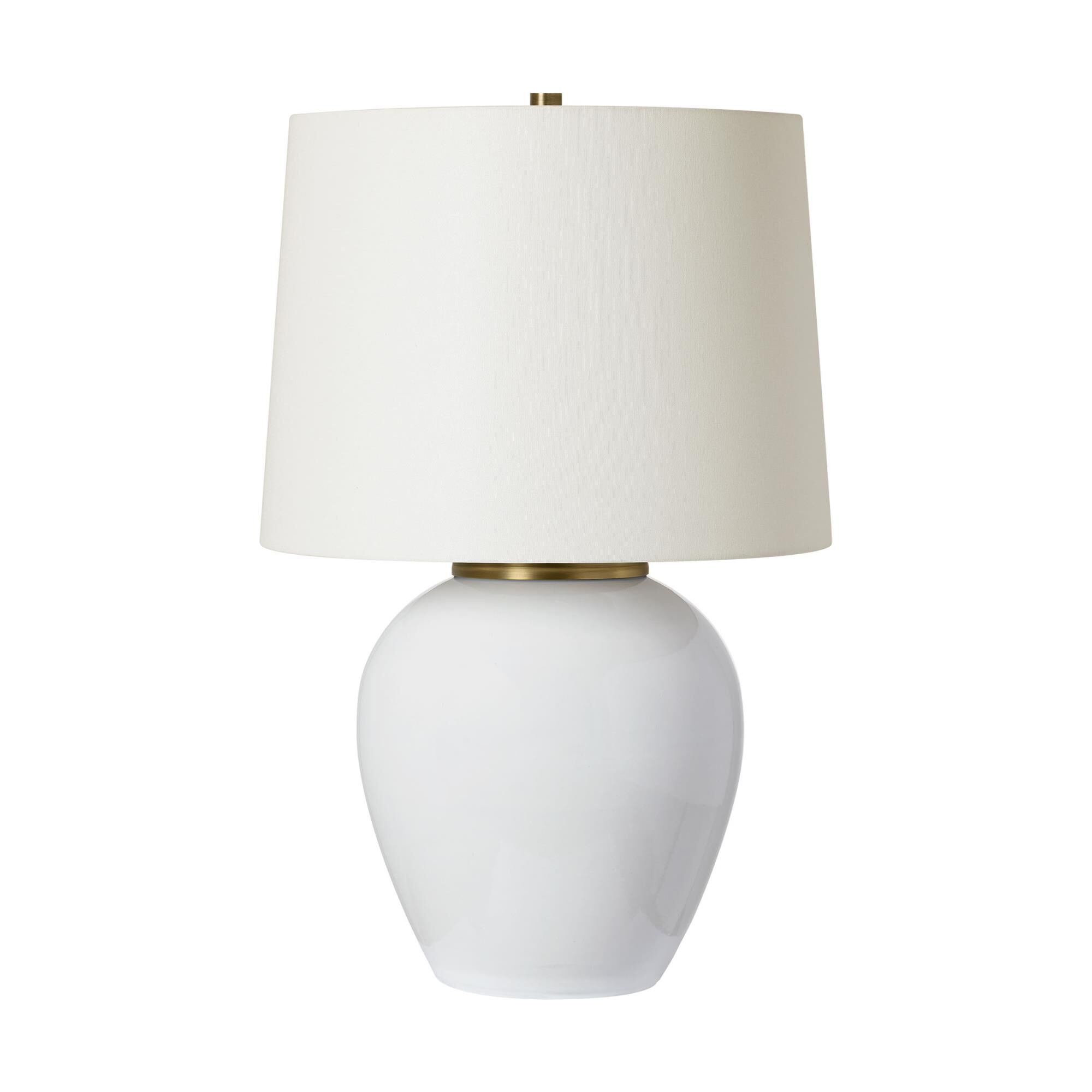 Shown in New White finish and White Linen shade