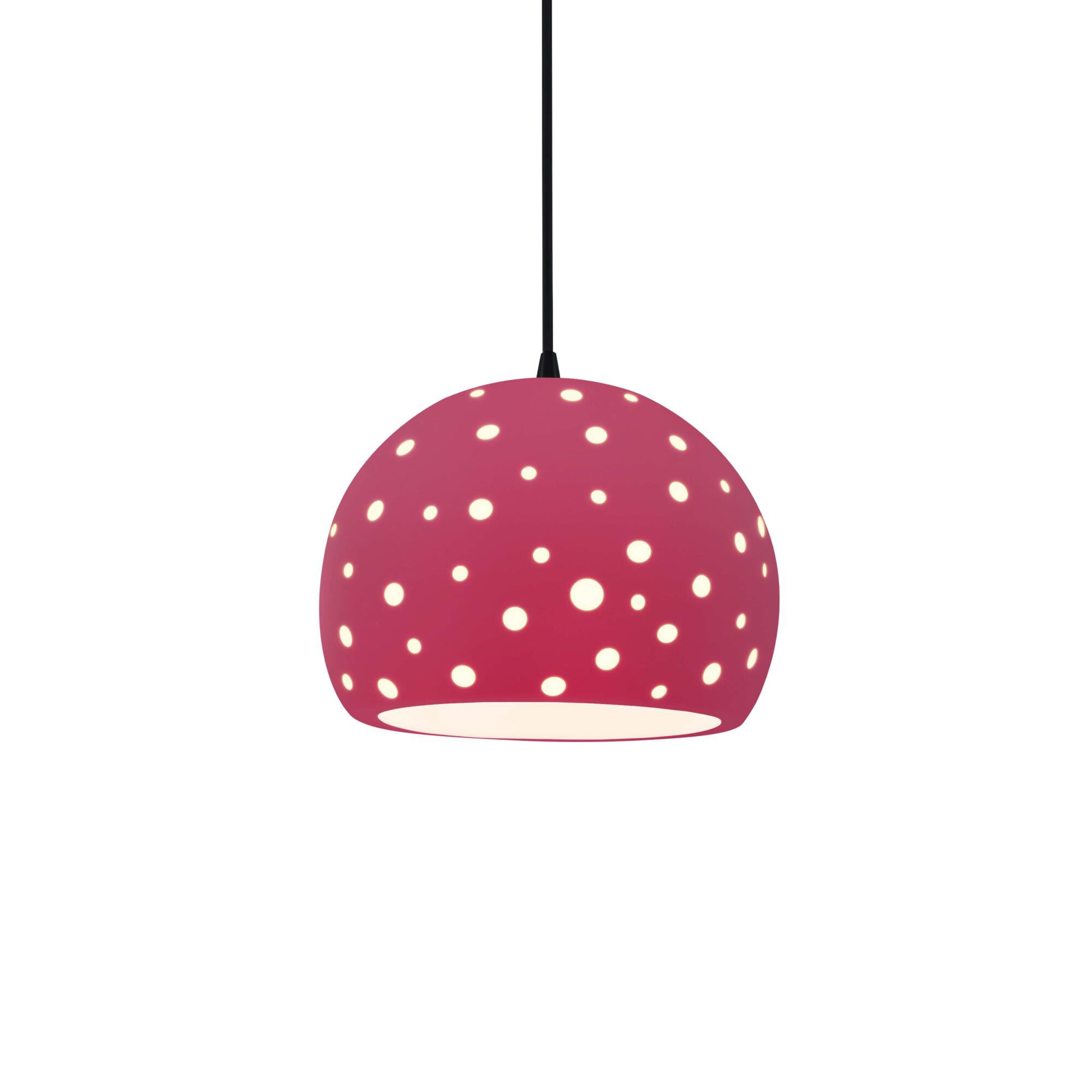 Shown in Matte Black finish and Cerise shade