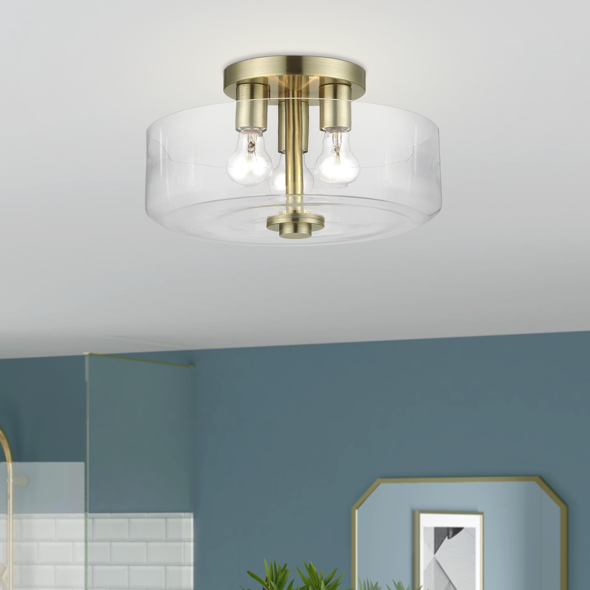Whitworth 15 Inch Semi Flush Mount by Livex Lighting