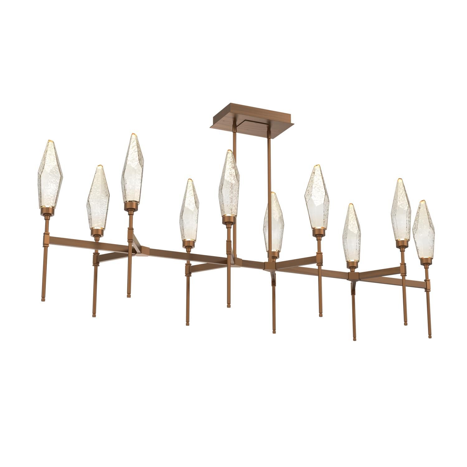 Shown in Burnished Brass finish and Chilled Amber glass