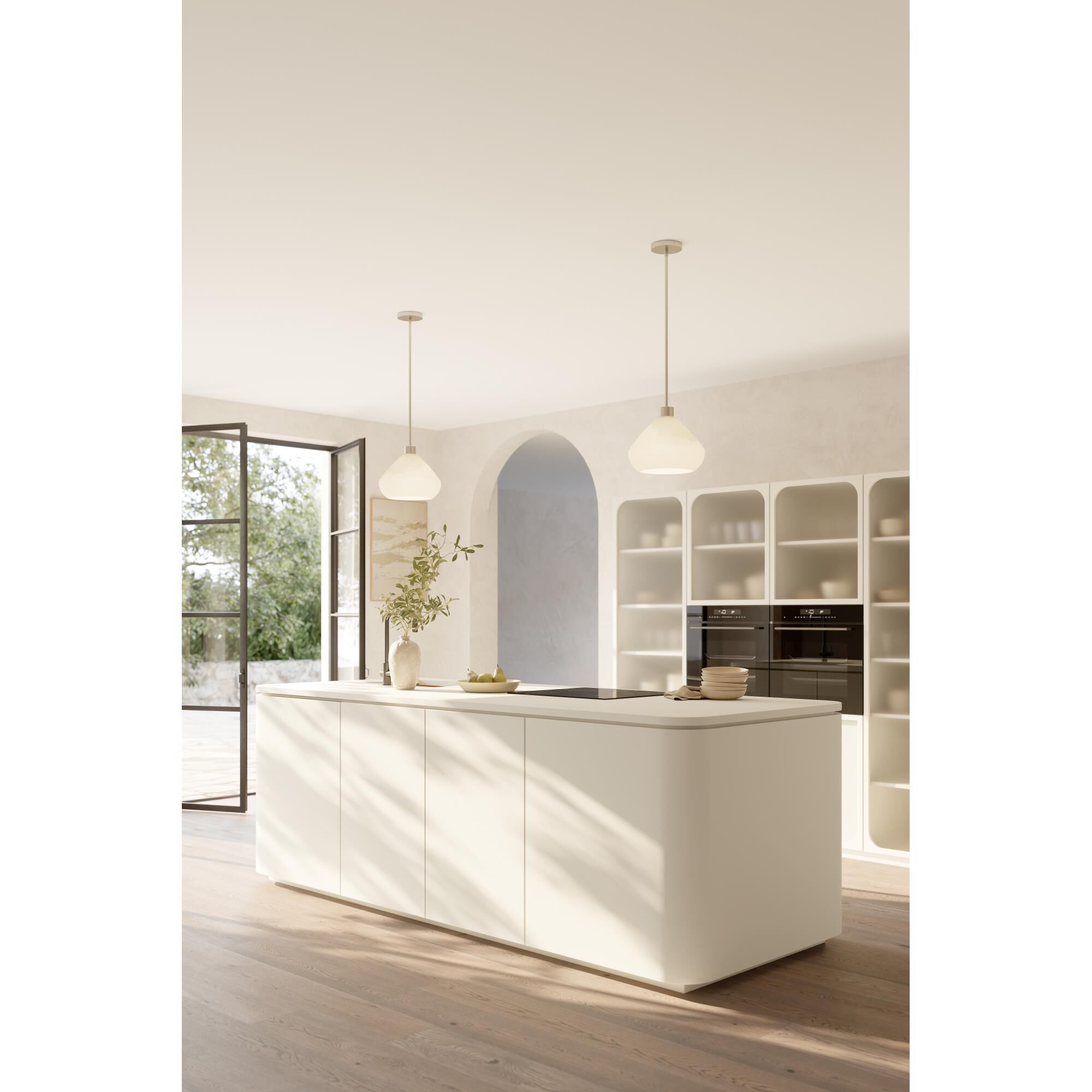 Shown in Brushed Nickel finish and Green Ombre glass