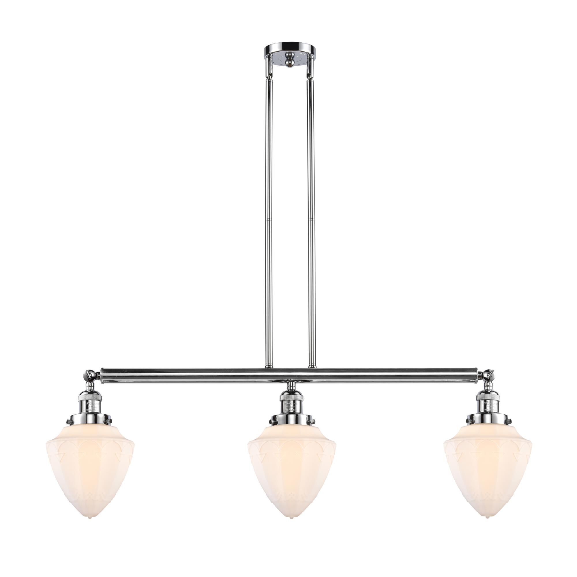 Shown in Polished Chrome finish and Matte White Cased Small Bullet glass