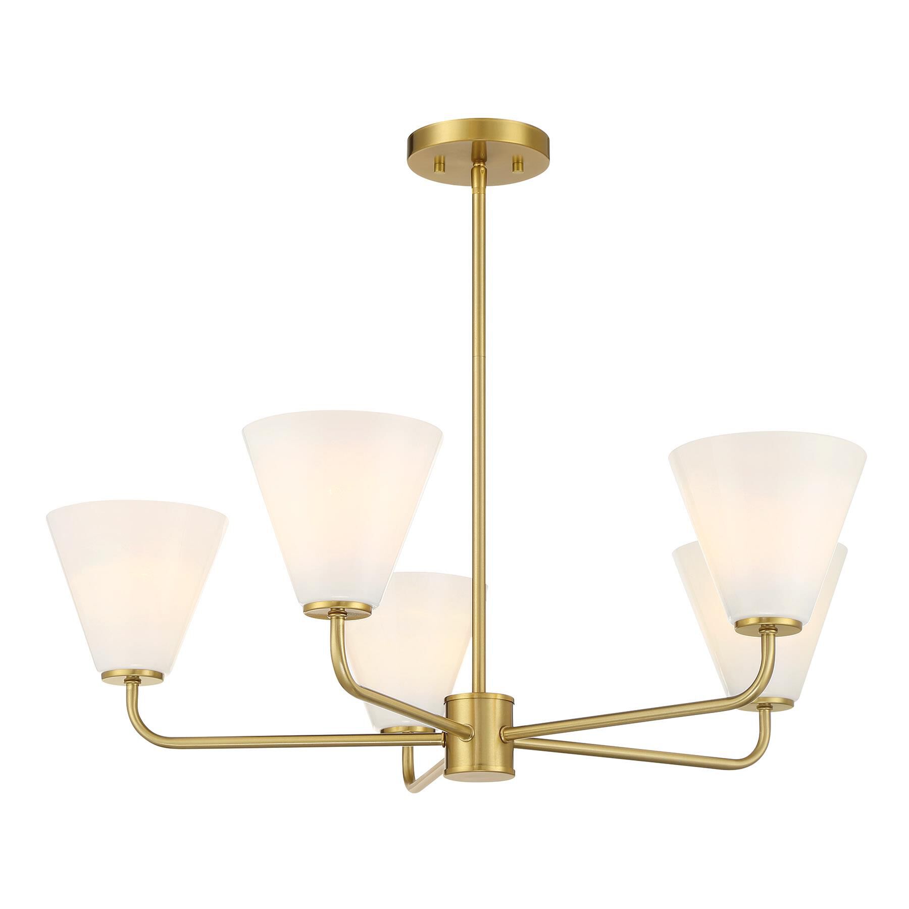 Shown in Warm Brass finish and Strie shade