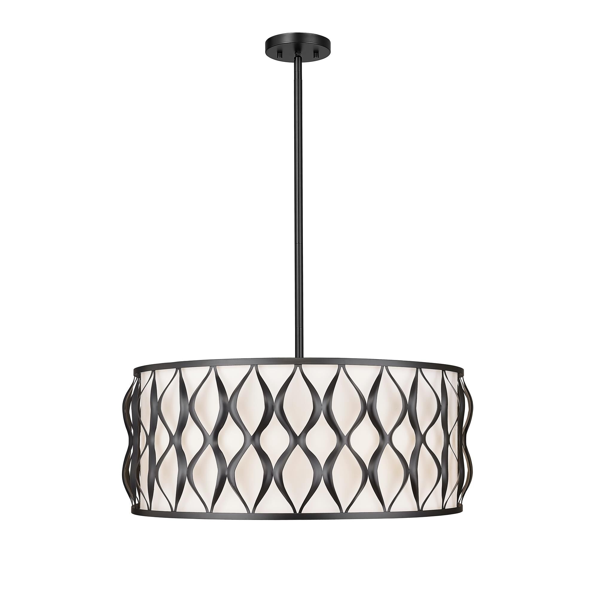 Shown in Matte Black finish and White glass and White shade