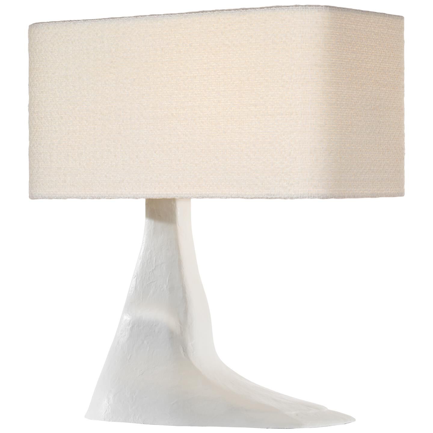 Shown in Plaster White finish and Boucle Rectangle shade