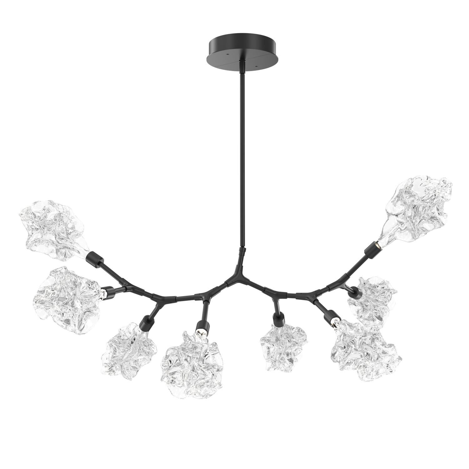 Shown in Matte Black finish and Blossom Clear Blown glass